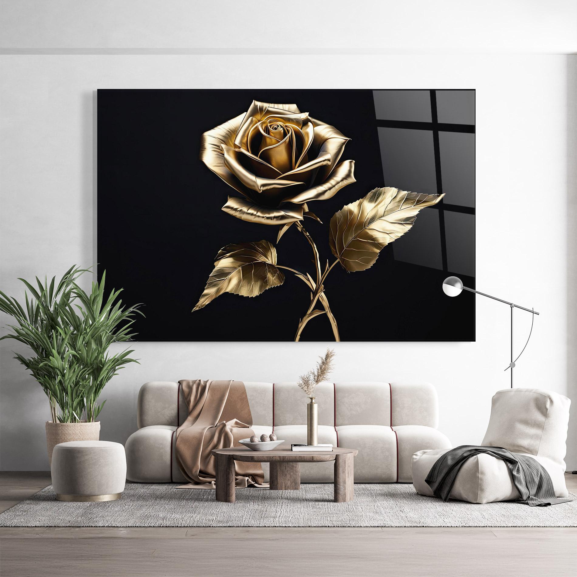 Tablou Sticla Beautiful Golden Rose mockup 9
