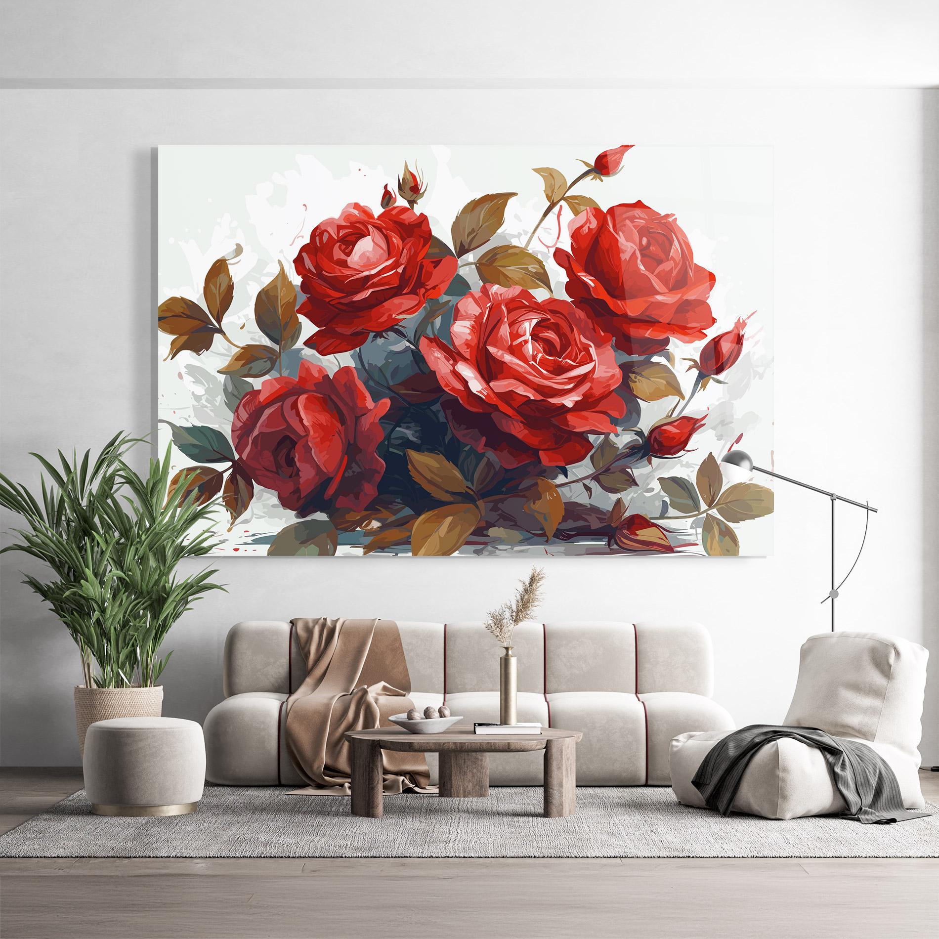 Tablou Sticla Beautiful Red Roses mockup 9