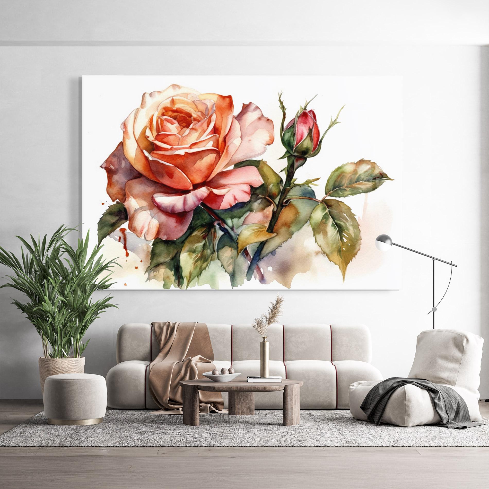 Tablou Sticla Big Rose Painted mockup 9