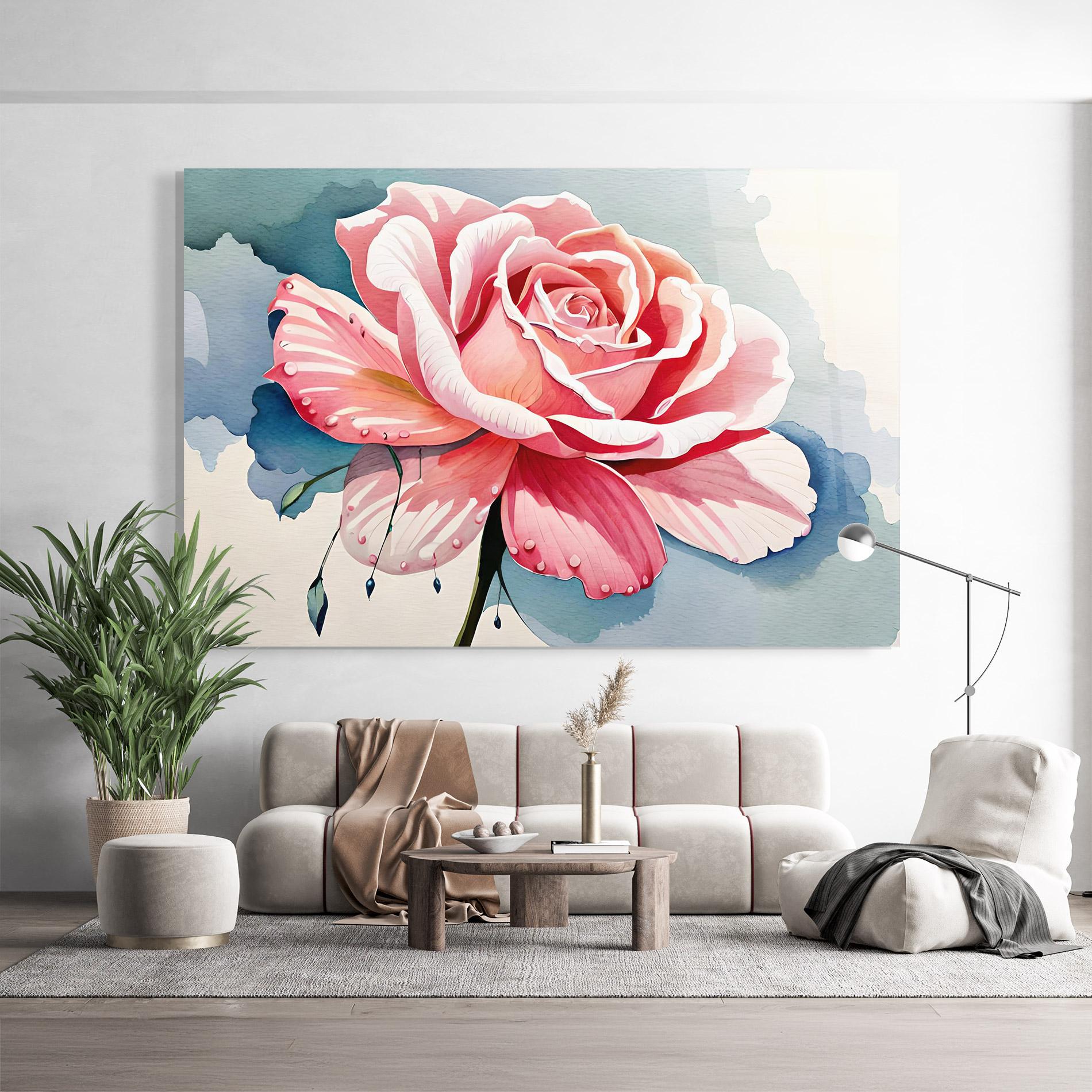 Tablou Sticla Bih Pink Rose mockup 9