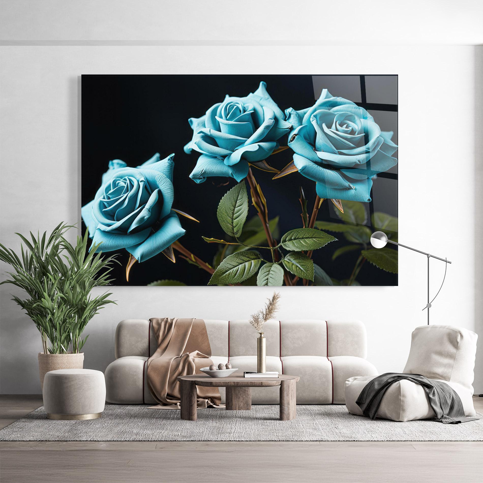 Tablou Sticla Blue Roses mockup 9