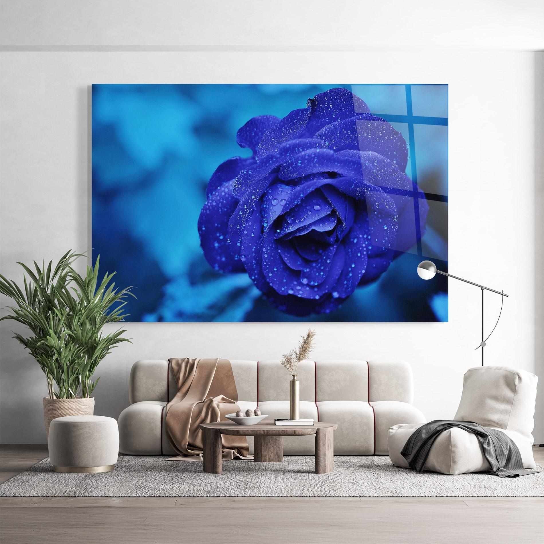 Tablou Sticla Blue Water Rose mockup 9