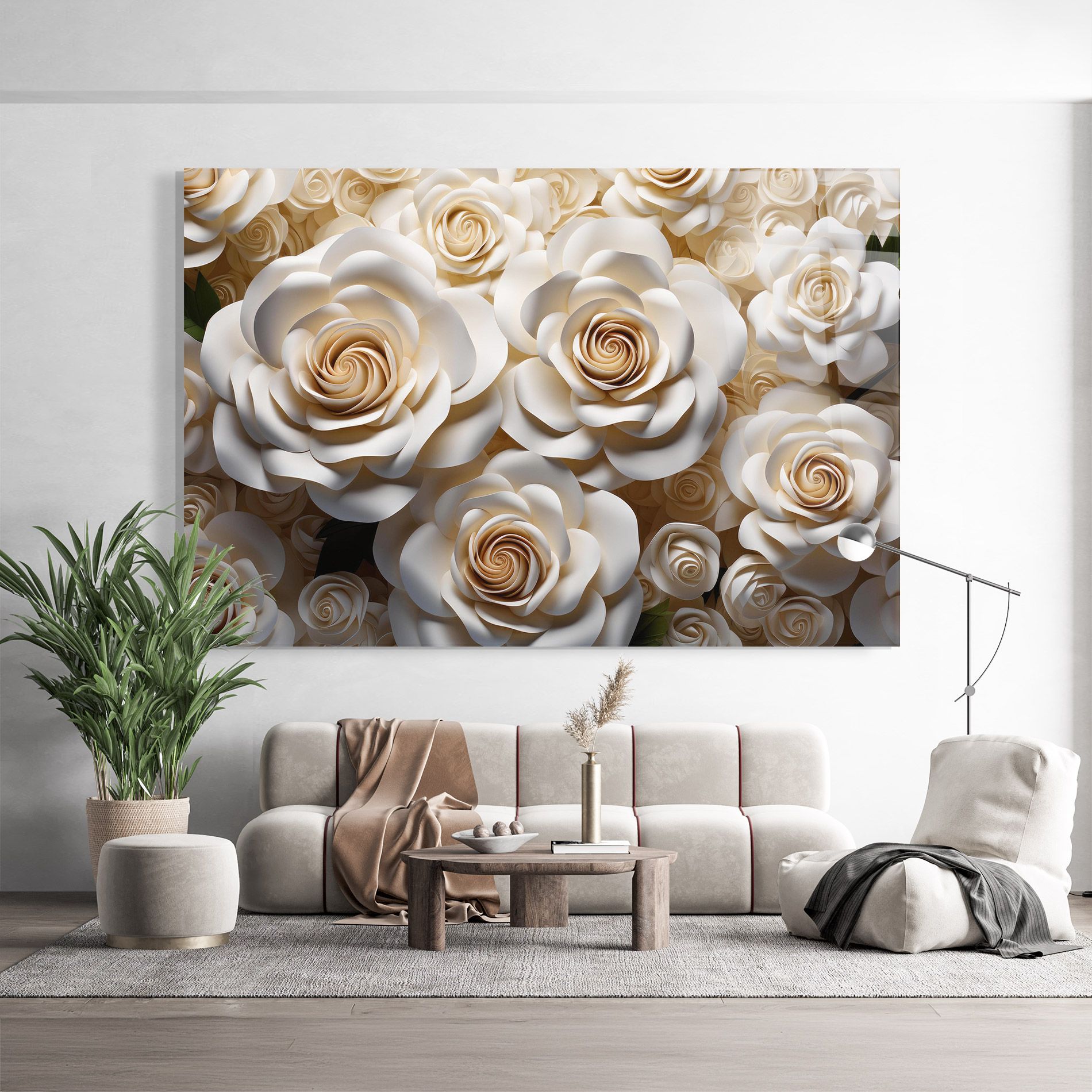 Cream Roses Wall mockup 9