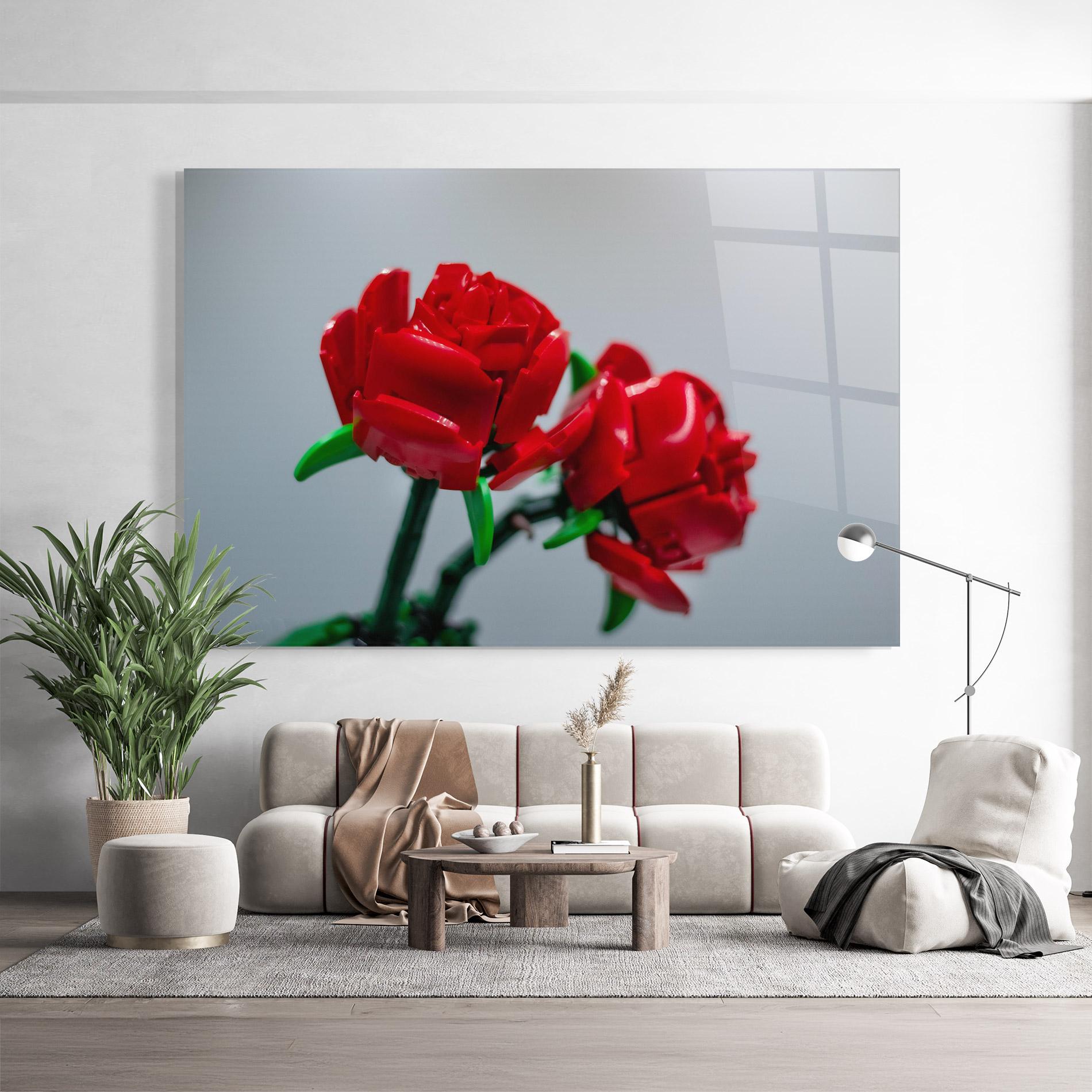 Tablou Sticla Lego Red Roses mockup 9