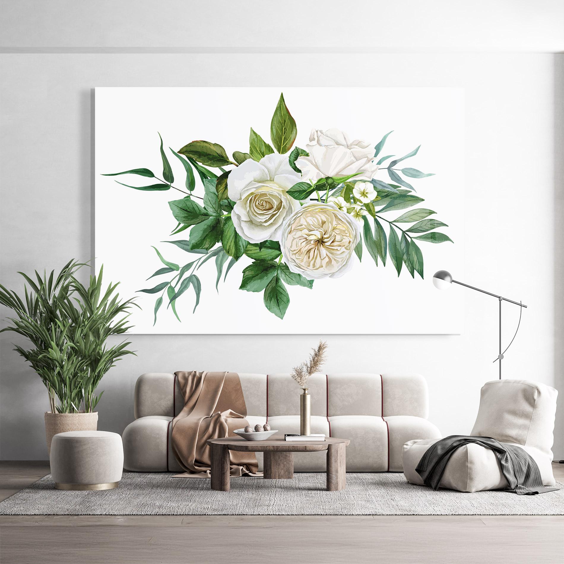Tablou Sticla White Cream Rose mockup 9