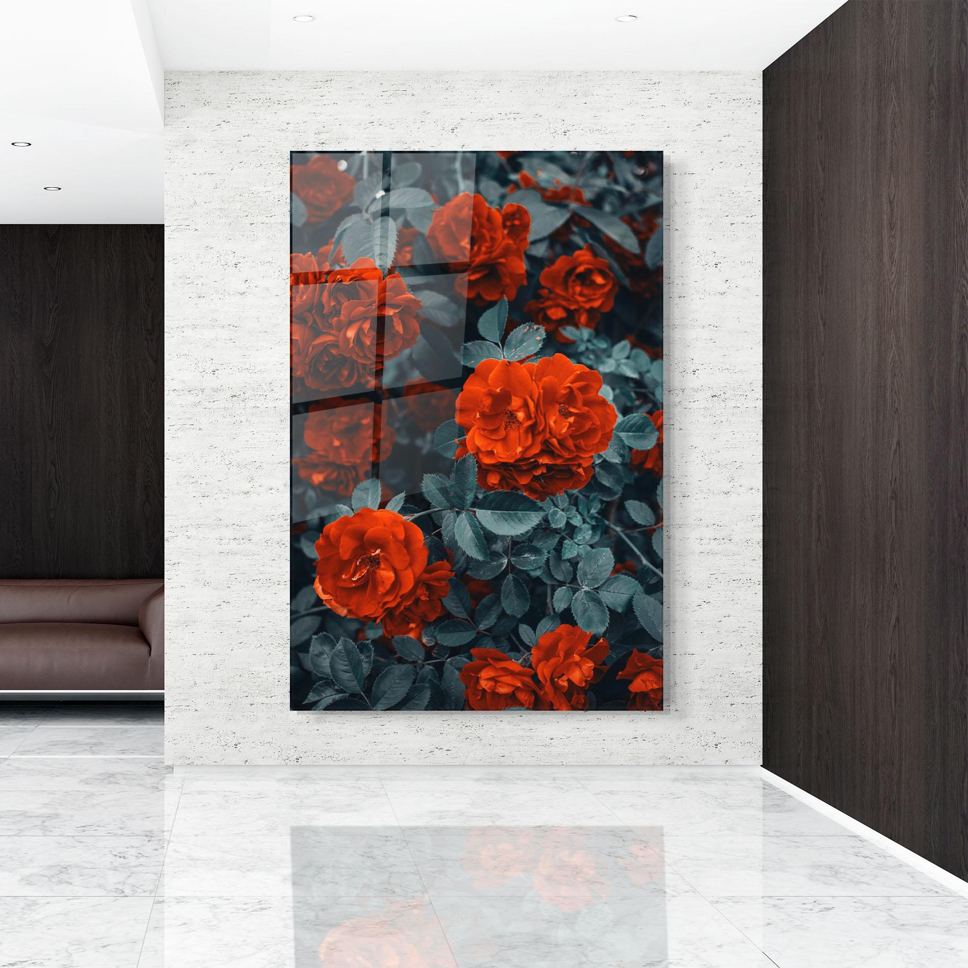 Tablou Sticla Bright Red Rose mockup 9