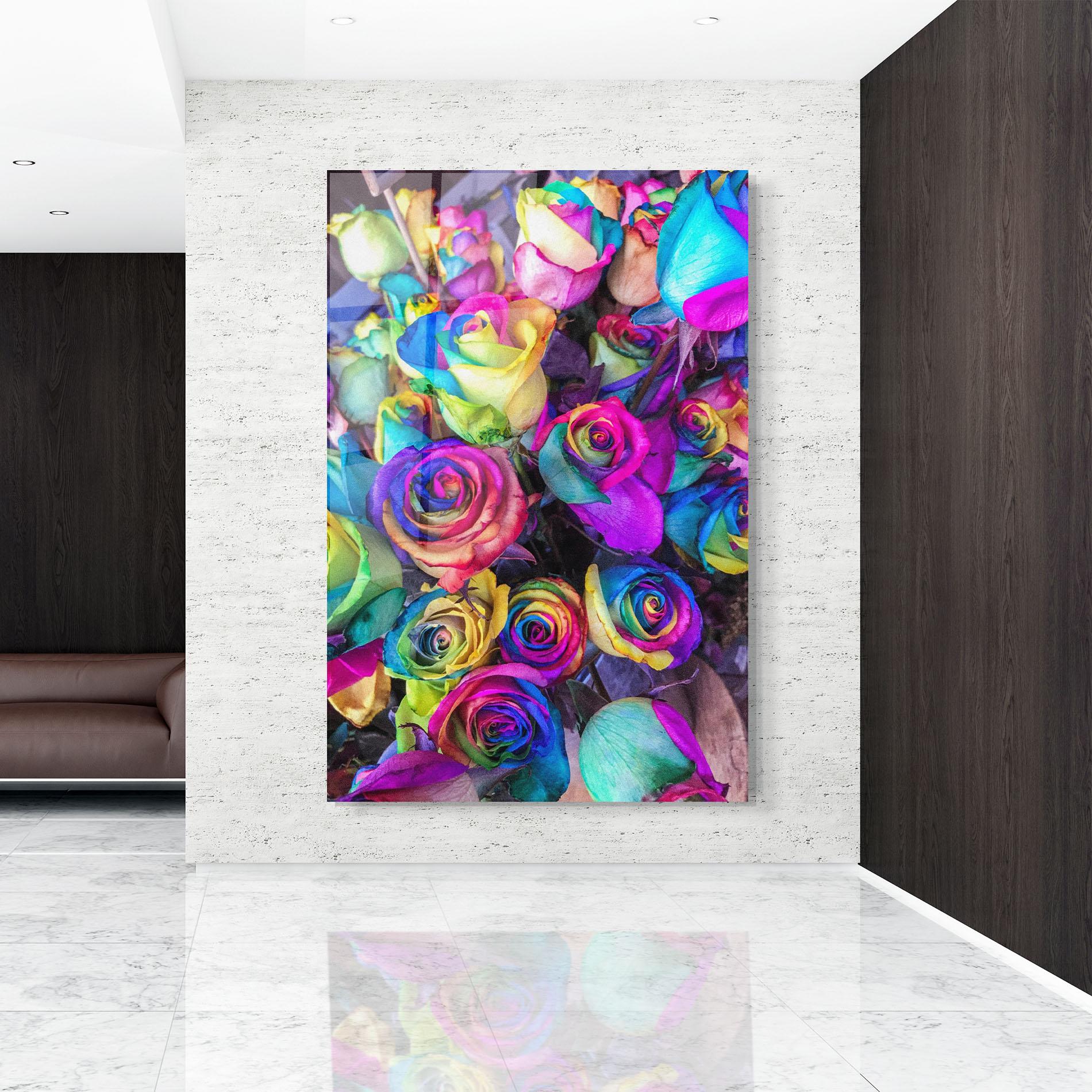 Tablou Sticla Collorfull Flowers mockup 9