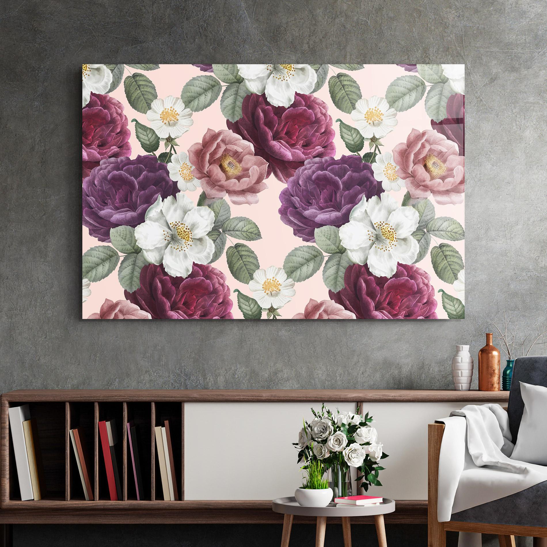 Tablou Sticla Amestec Flori mockup 2