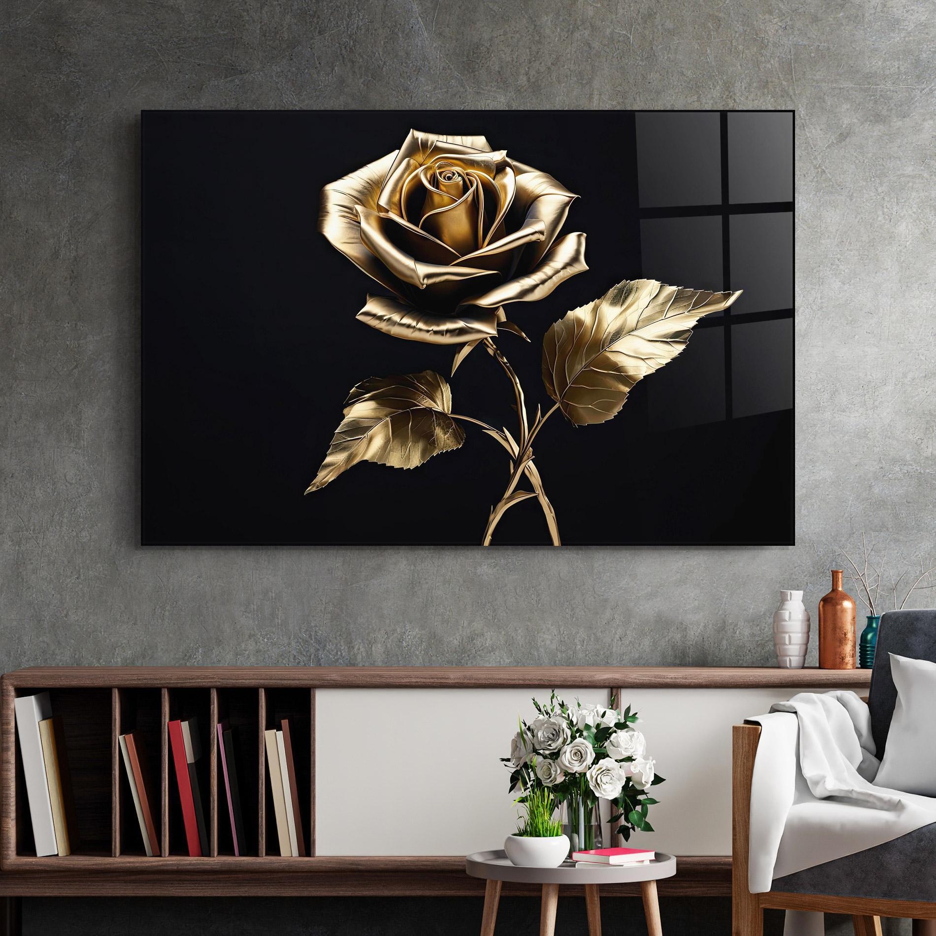 Tablou Sticla Beautiful Golden Rose mockup 2