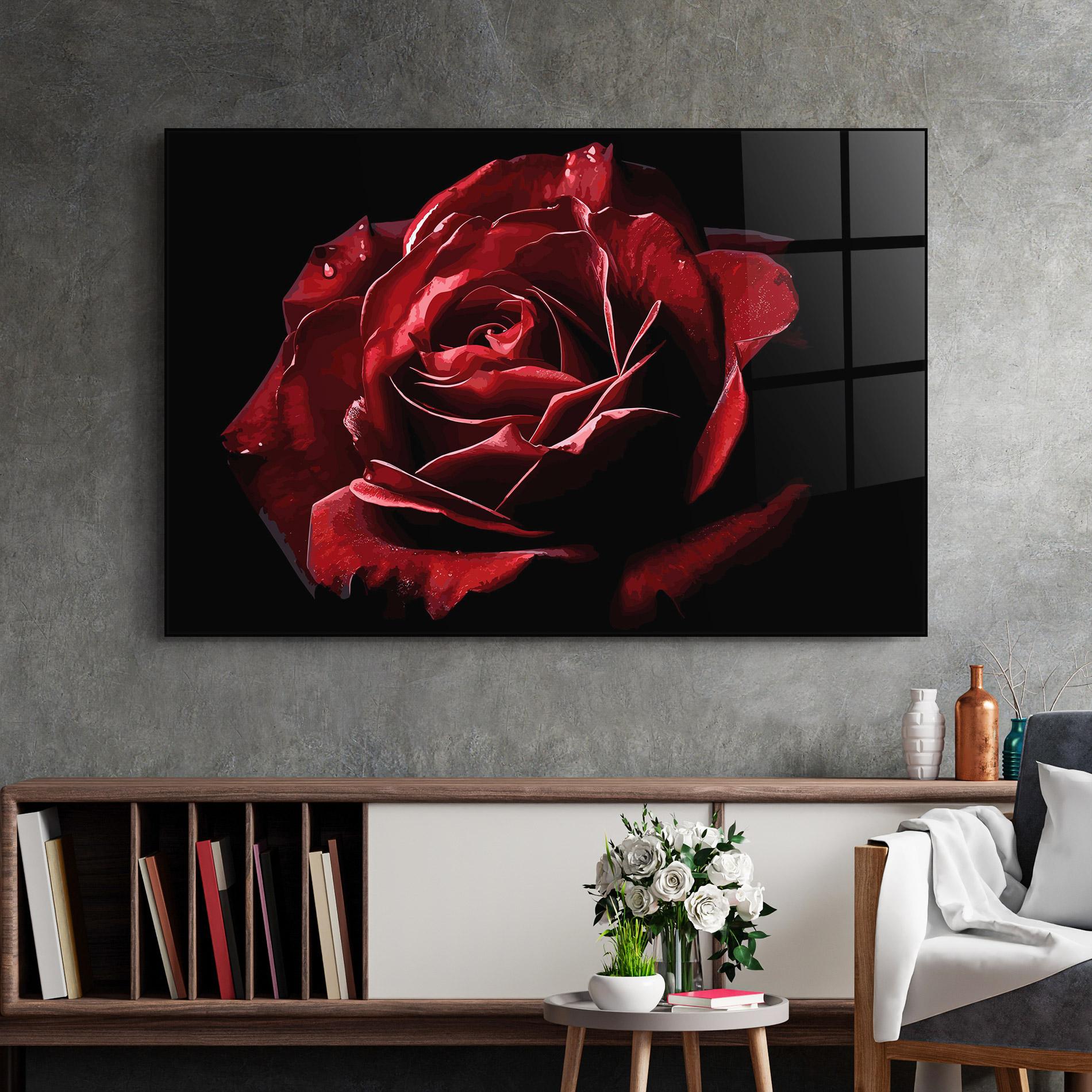 Tablou Sticla Big Red Rose mockup 2