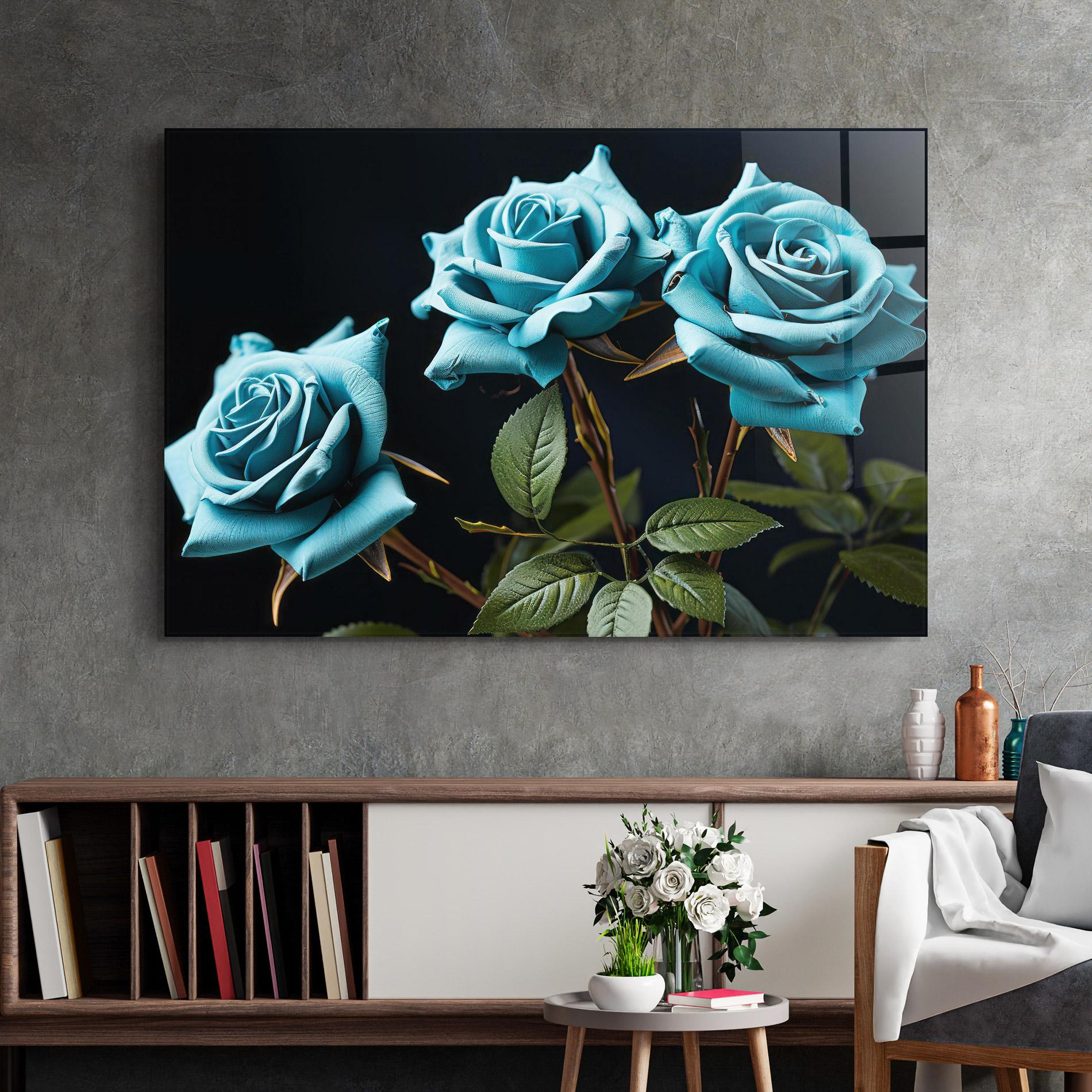 Tablou Sticla Blue Roses mockup 2