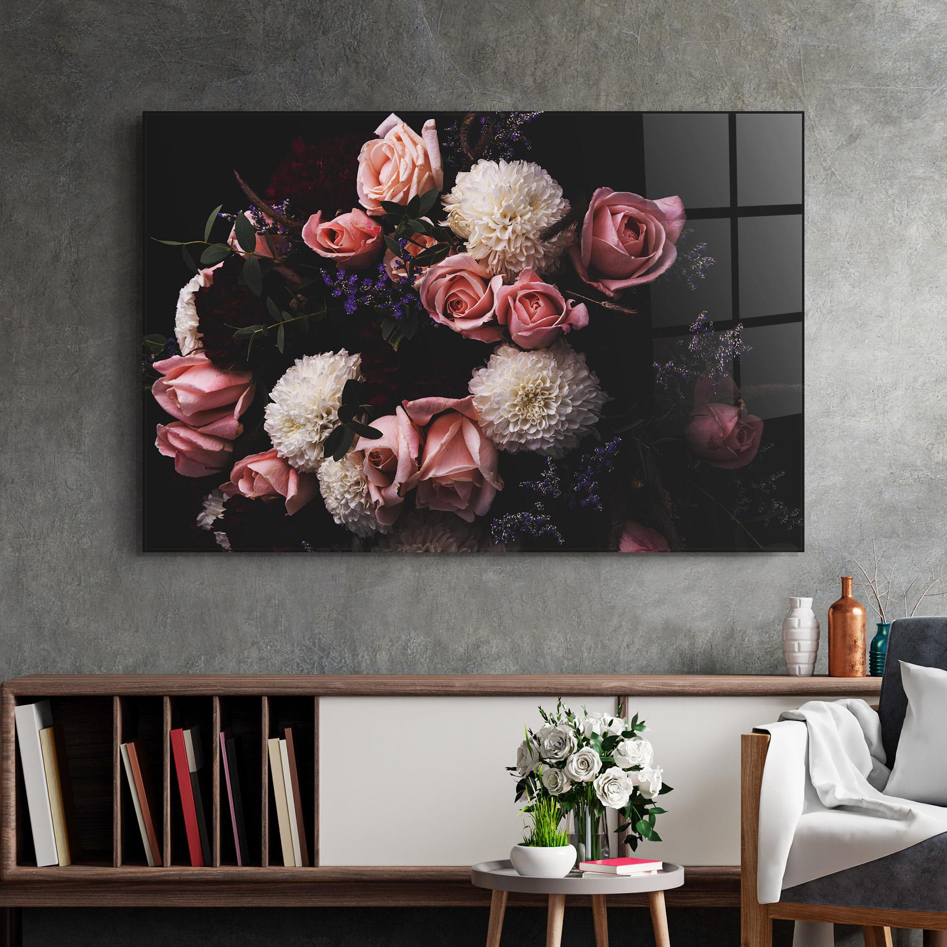 Tablou Sticla Buchet De Trandafiri mockup 2
