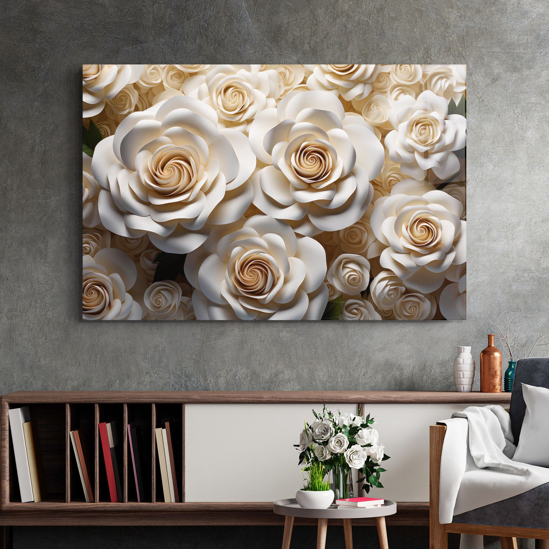 Cream Roses Wall mockup 2