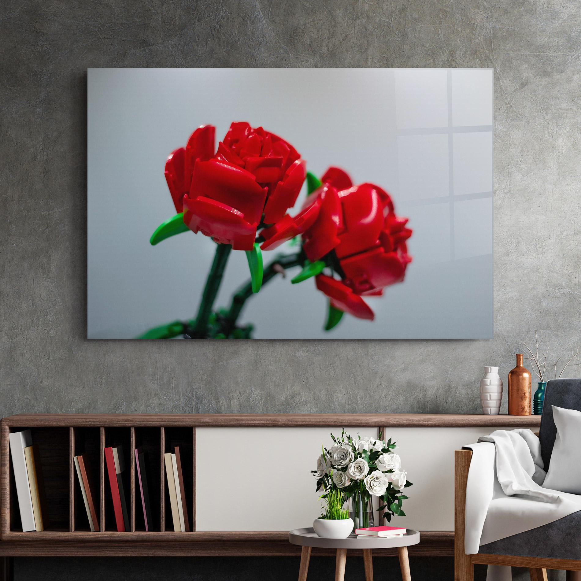 Tablou Sticla Lego Red Roses mockup 2