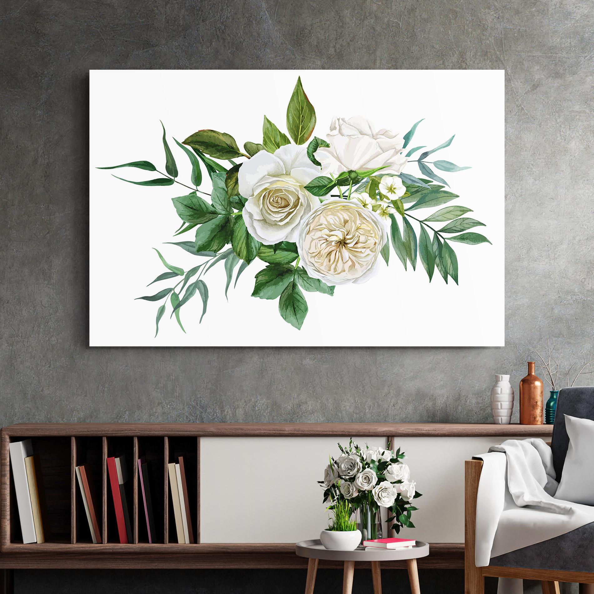 Tablou Sticla White Cream Rose mockup 2