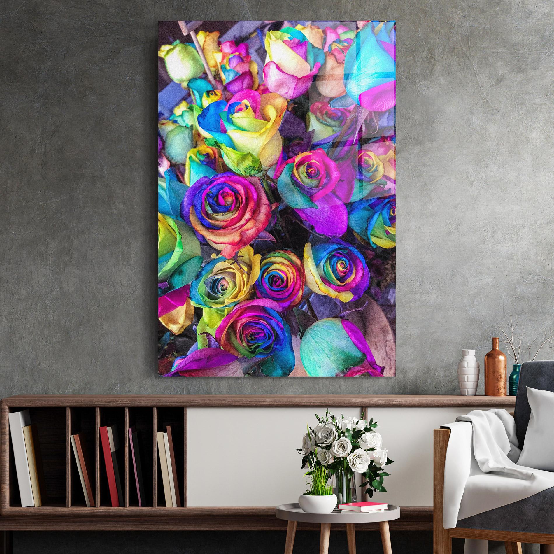 Tablou Sticla Collorfull Flowers mockup 2