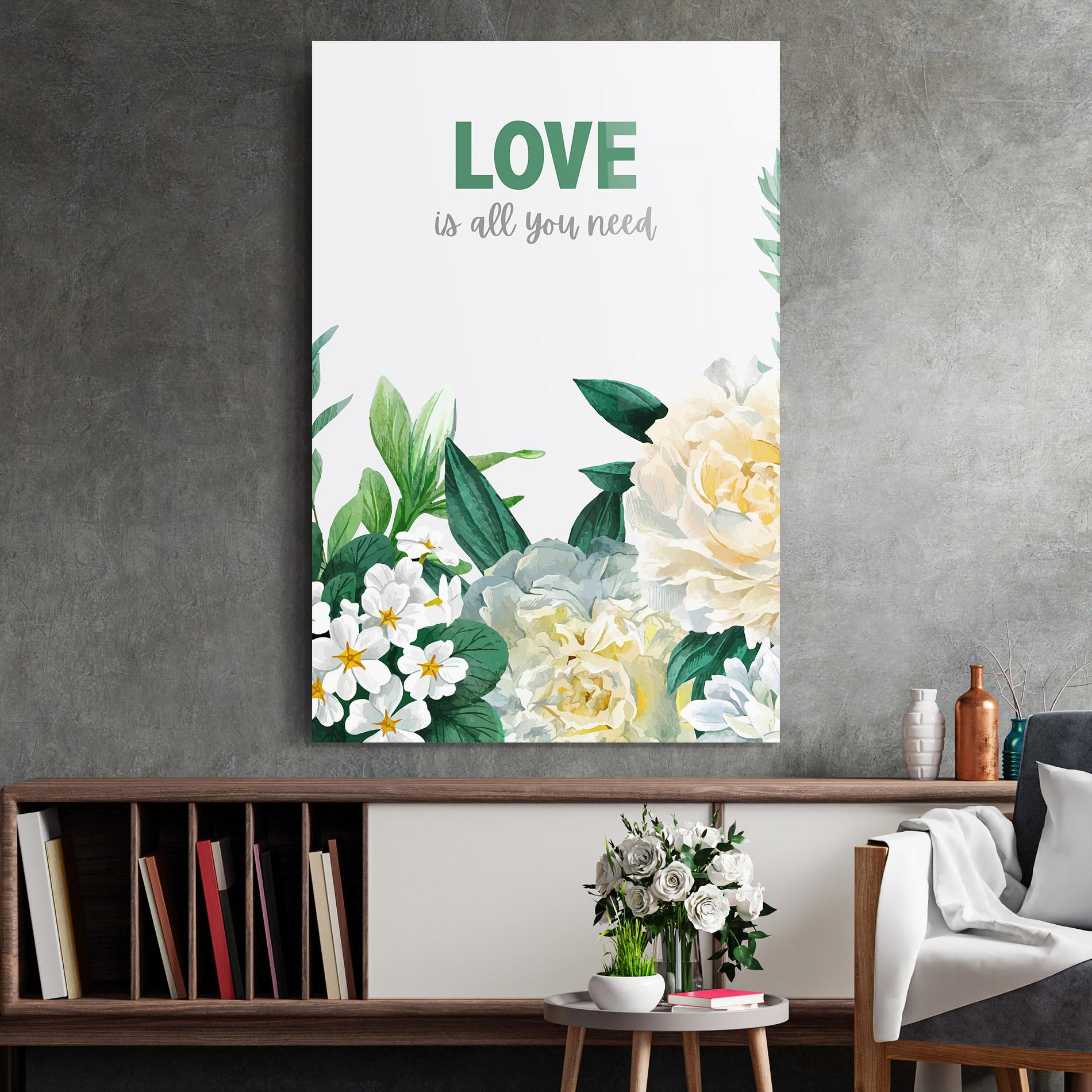 Tablou Sticla Green Rose Love mockup 2