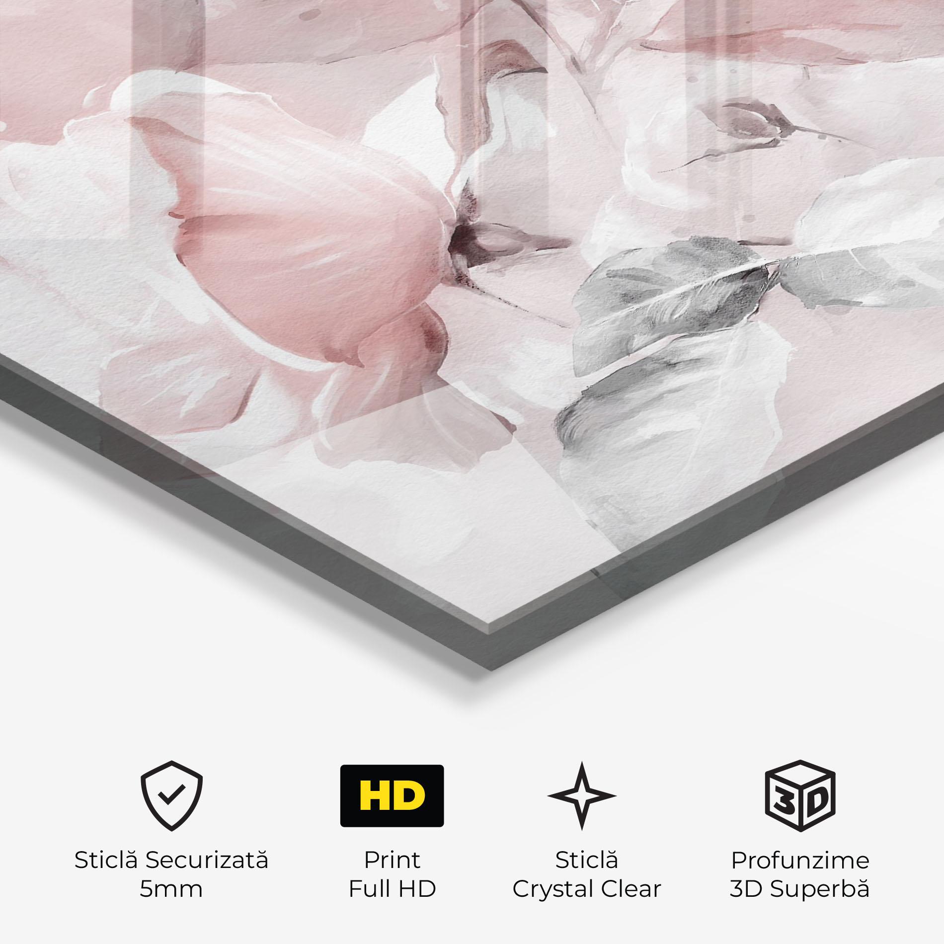 Tablou Sticla Abstract Pink Flowers mockup 3