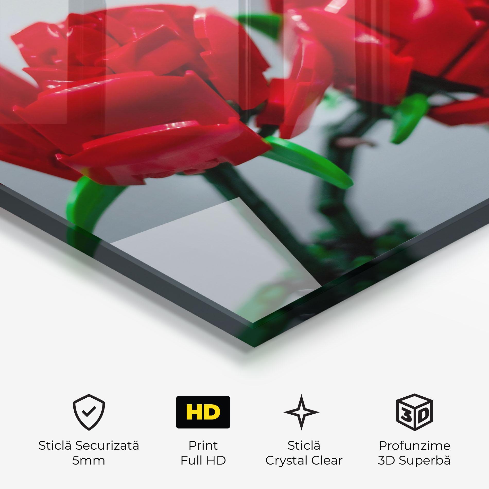 Tablou Sticla Lego Red Roses mockup 3
