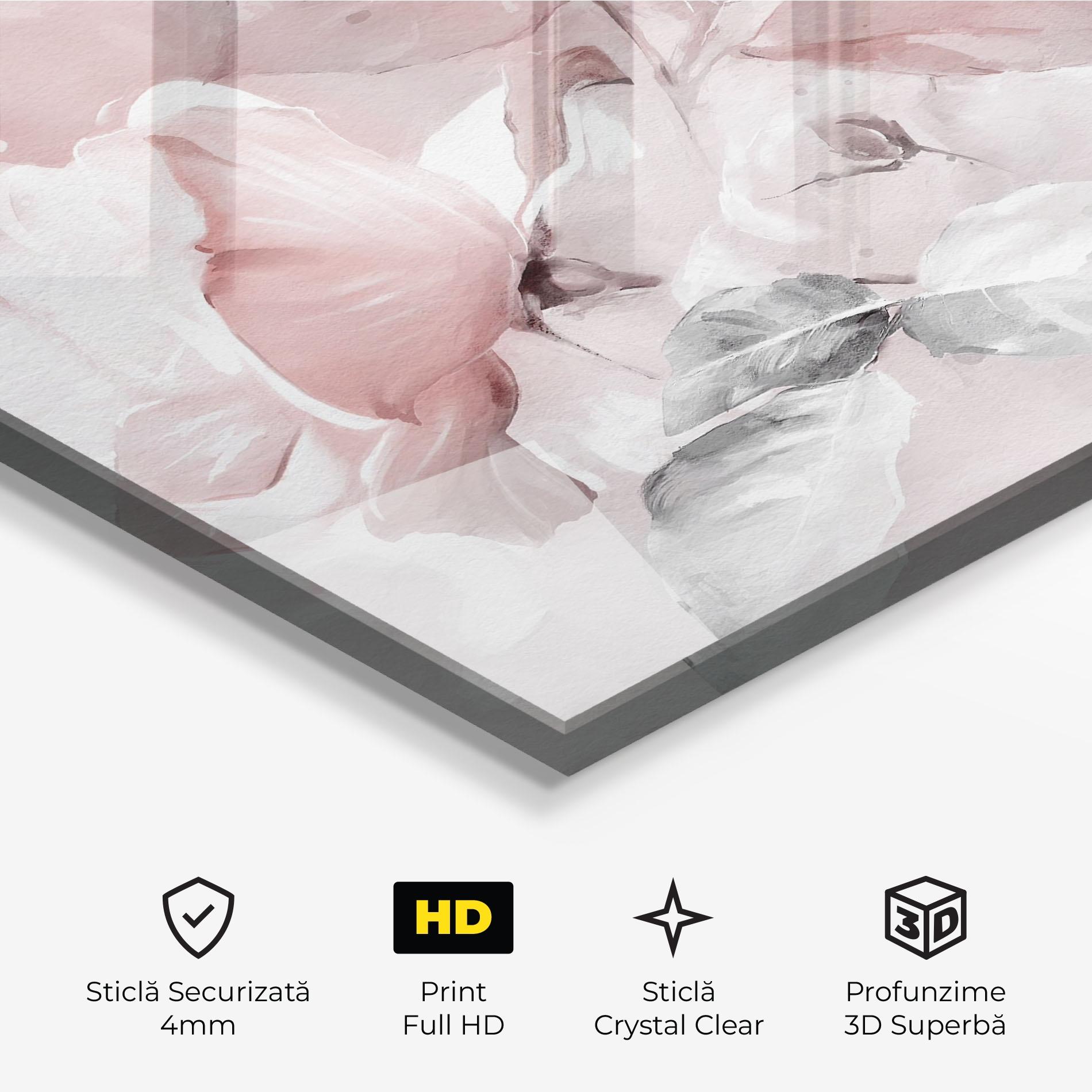 Tablou Sticla Abstract Pink Flowers mockup 3