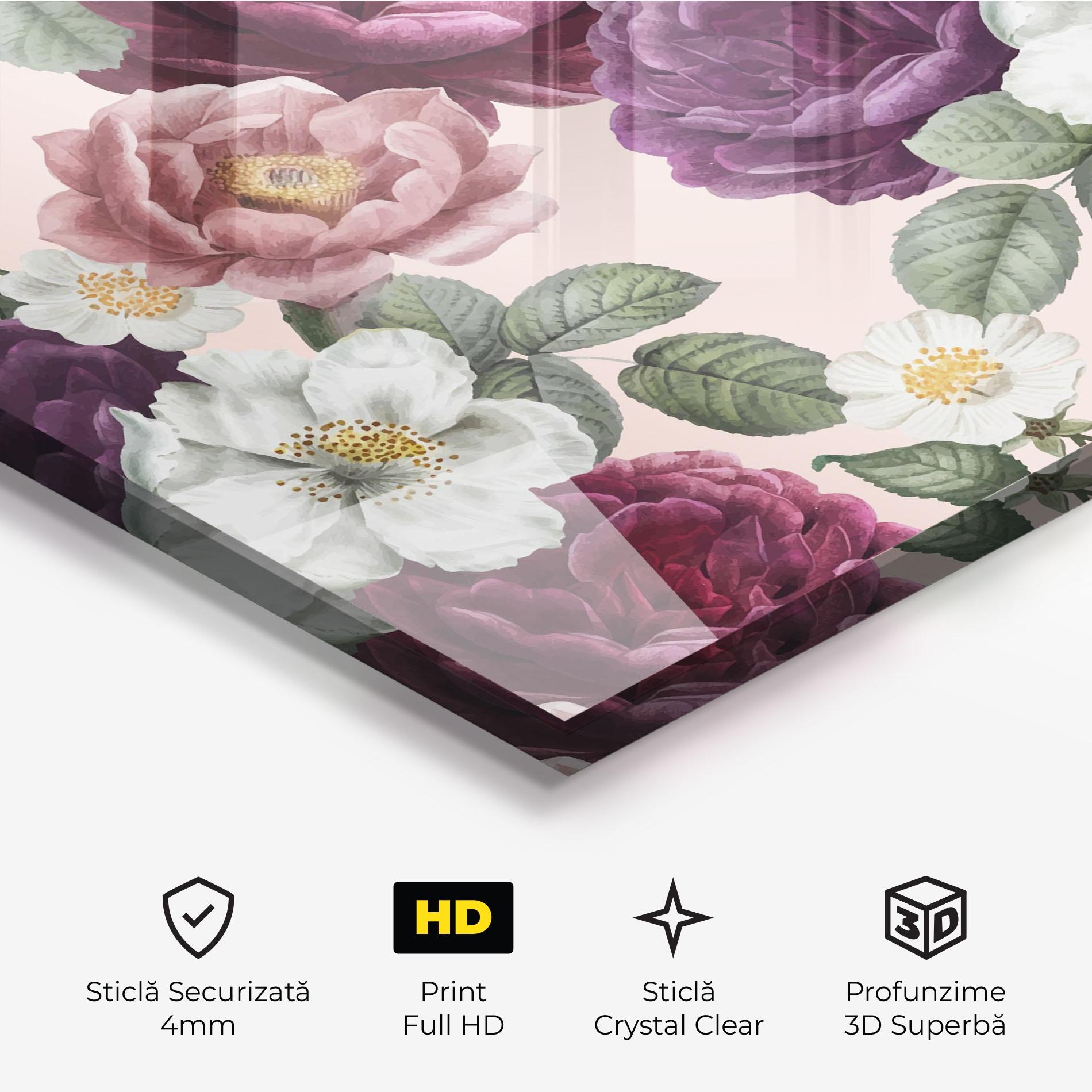 Tablou Sticla Amestec Flori mockup 3