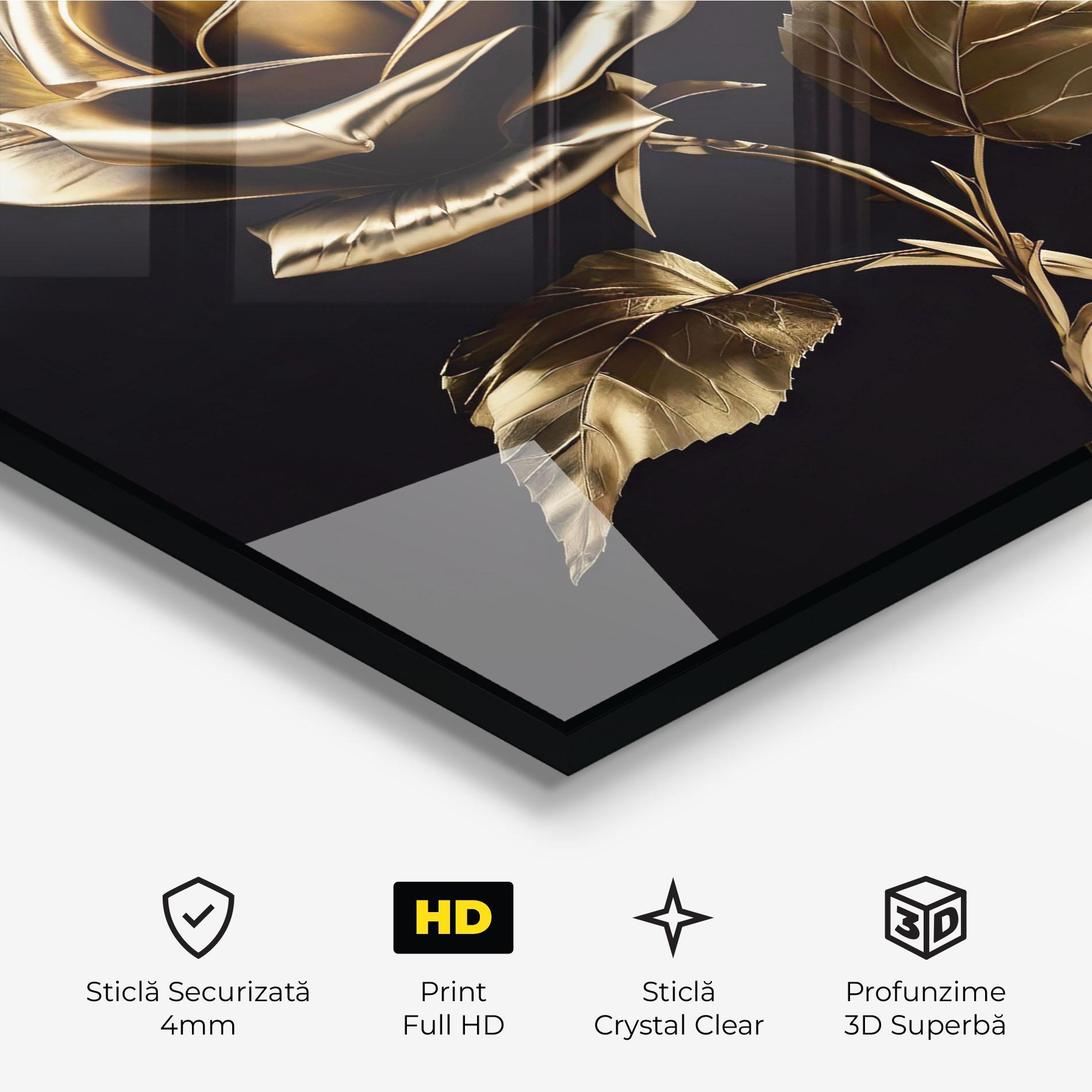 Tablou Sticla Beautiful Golden Rose mockup 3