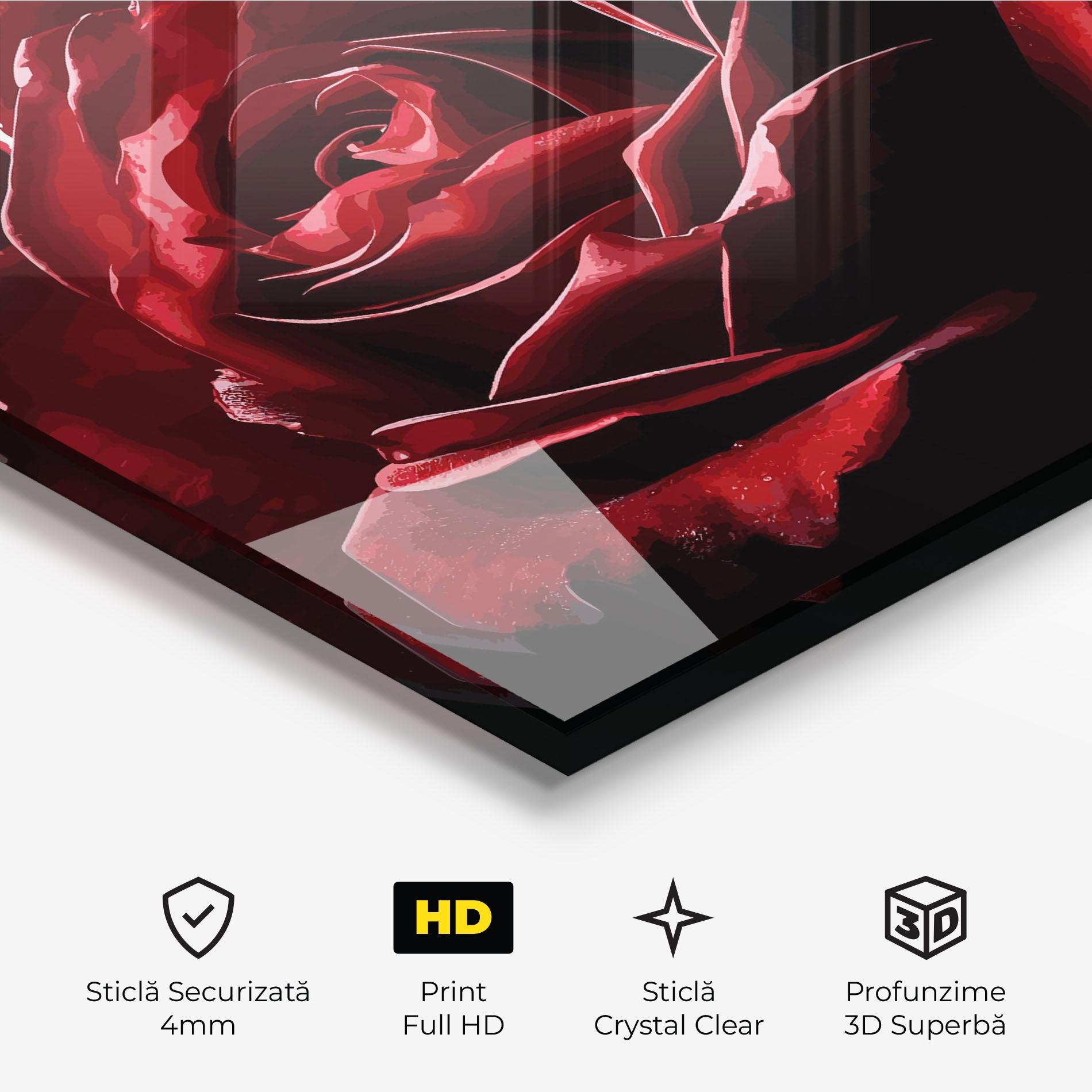 Tablou Sticla Big Red Rose mockup 3