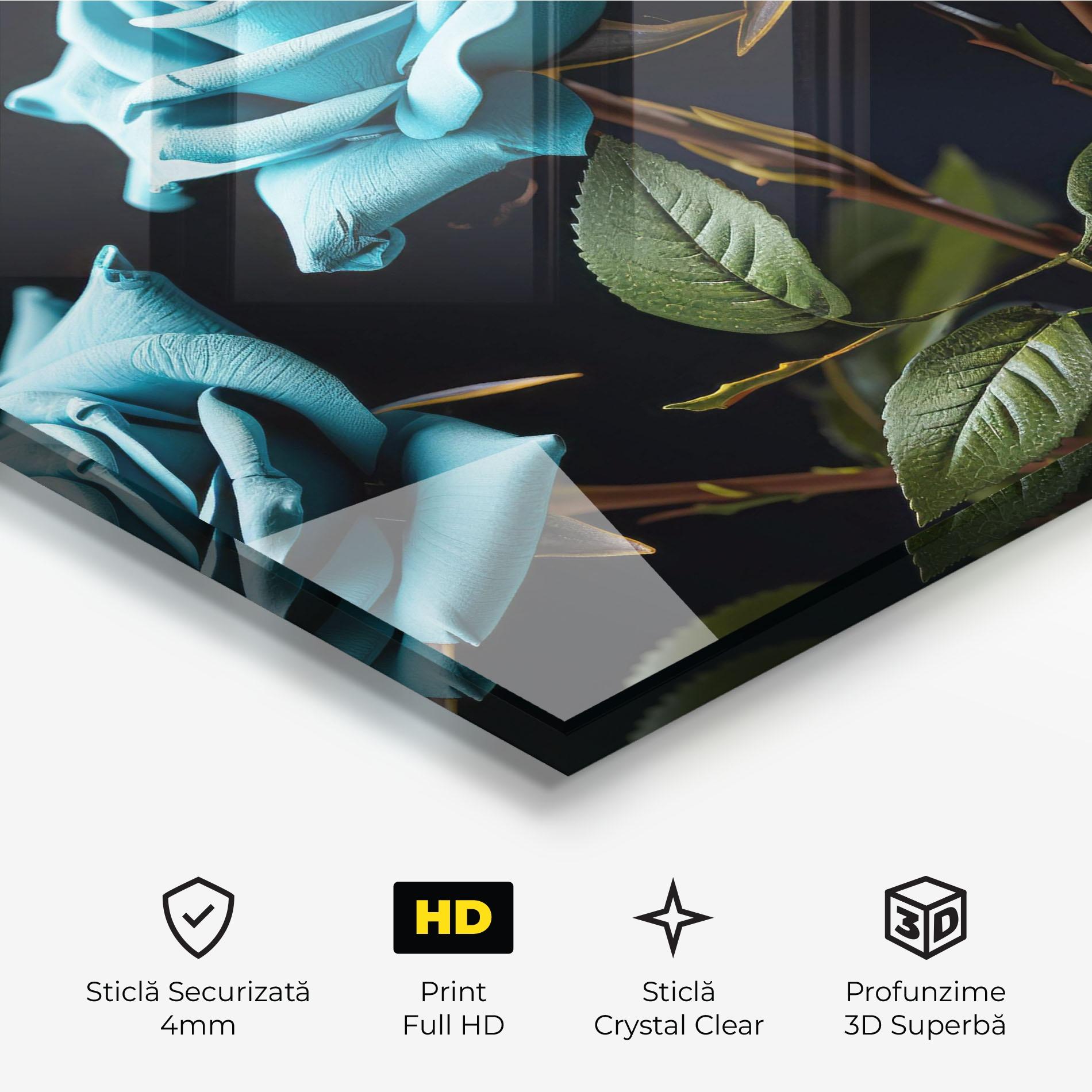 Tablou Sticla Blue Roses mockup 3