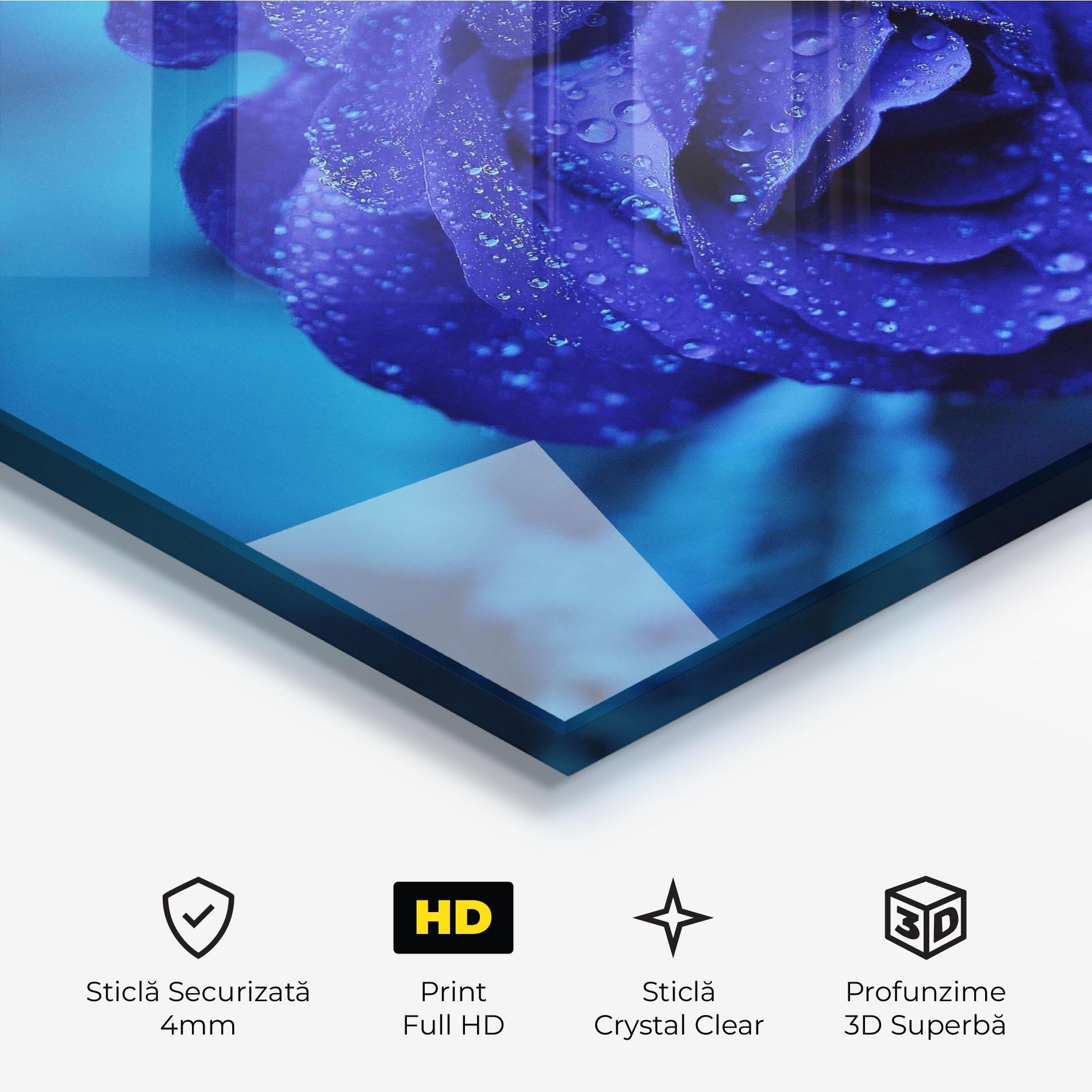 Tablou Sticla Blue Water Rose mockup 3