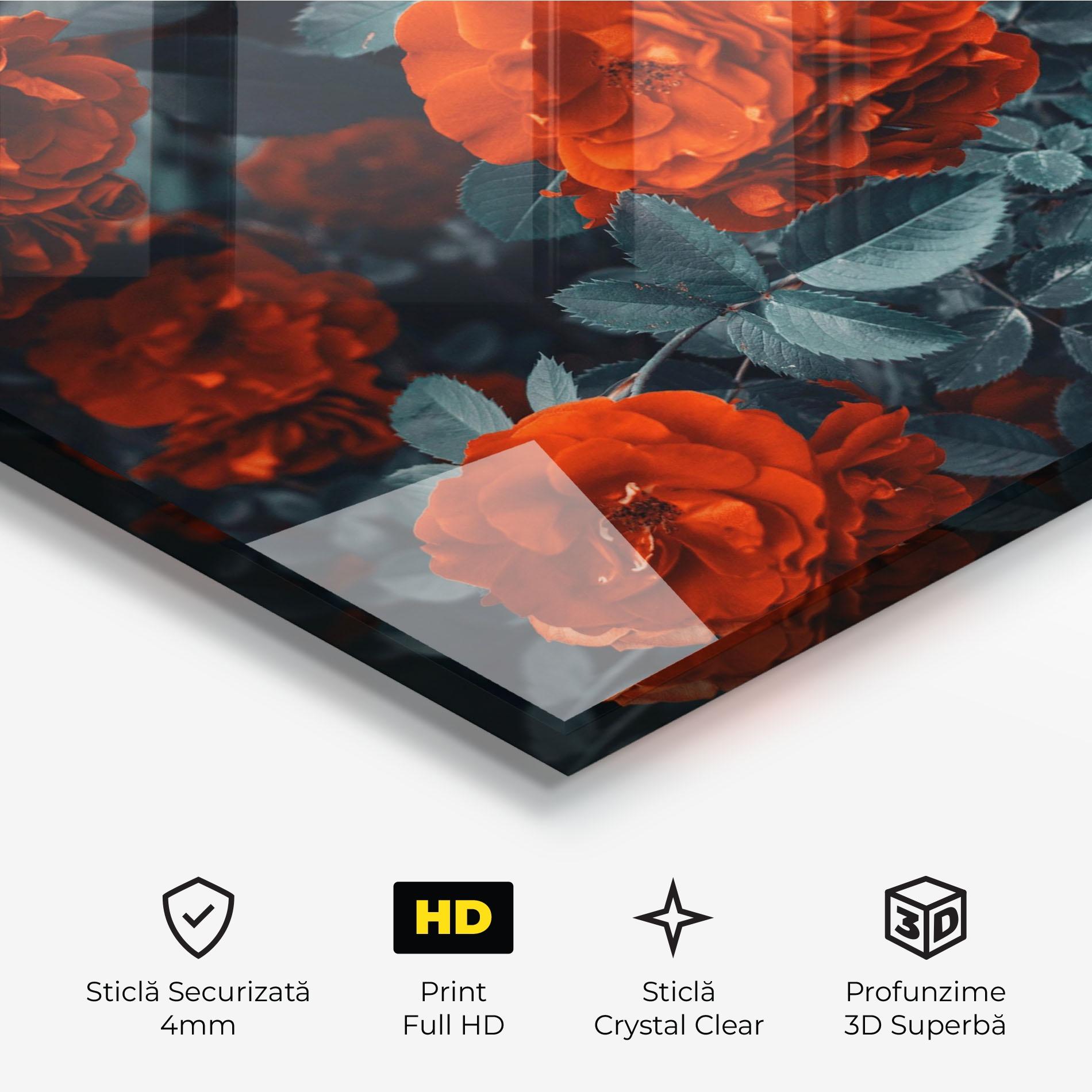 Tablou Sticla Bright Red Rose mockup 3