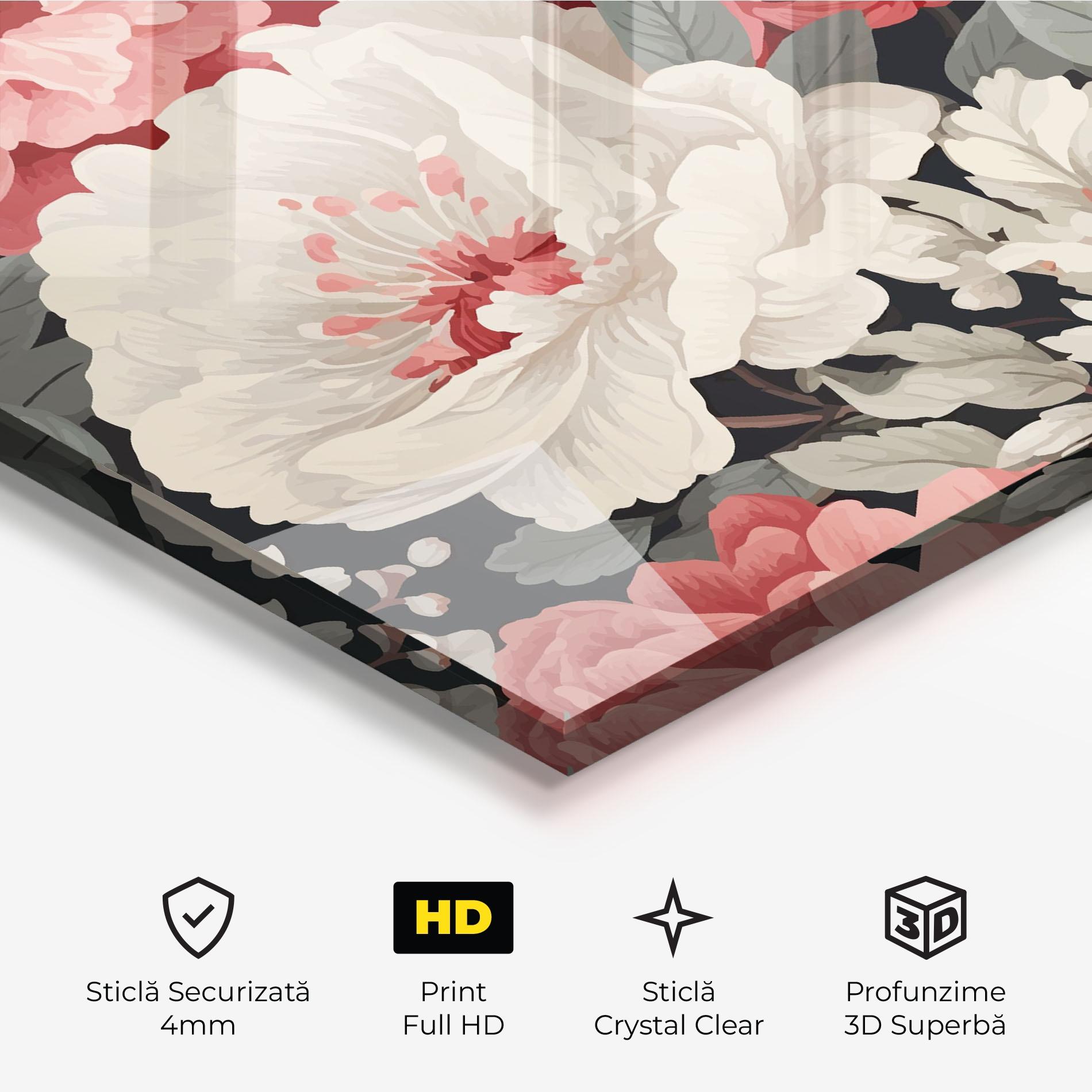 Tablou Sticla Cream Pink Rose mockup 3