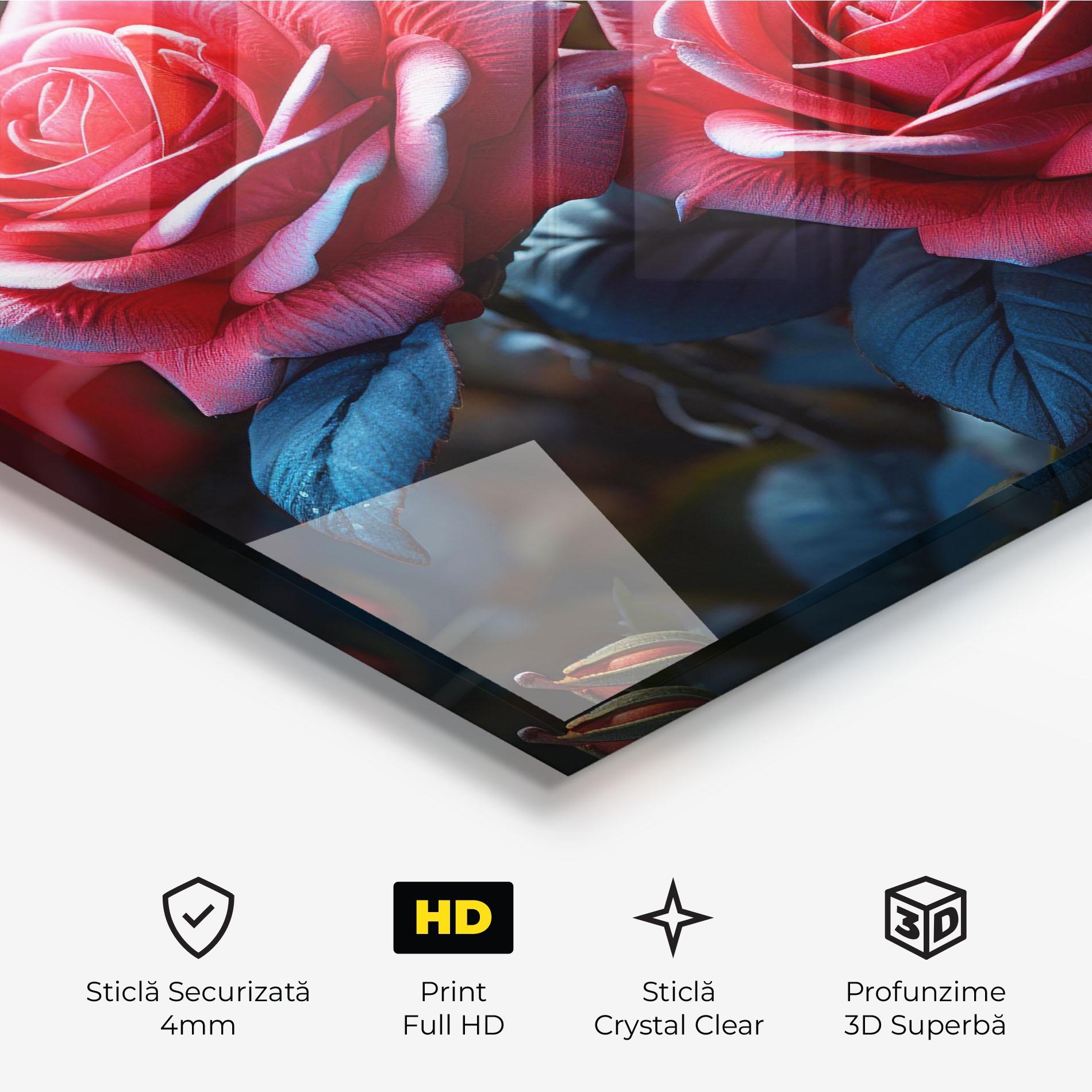 Tablou Sticla Dark Pink Rose mockup 3