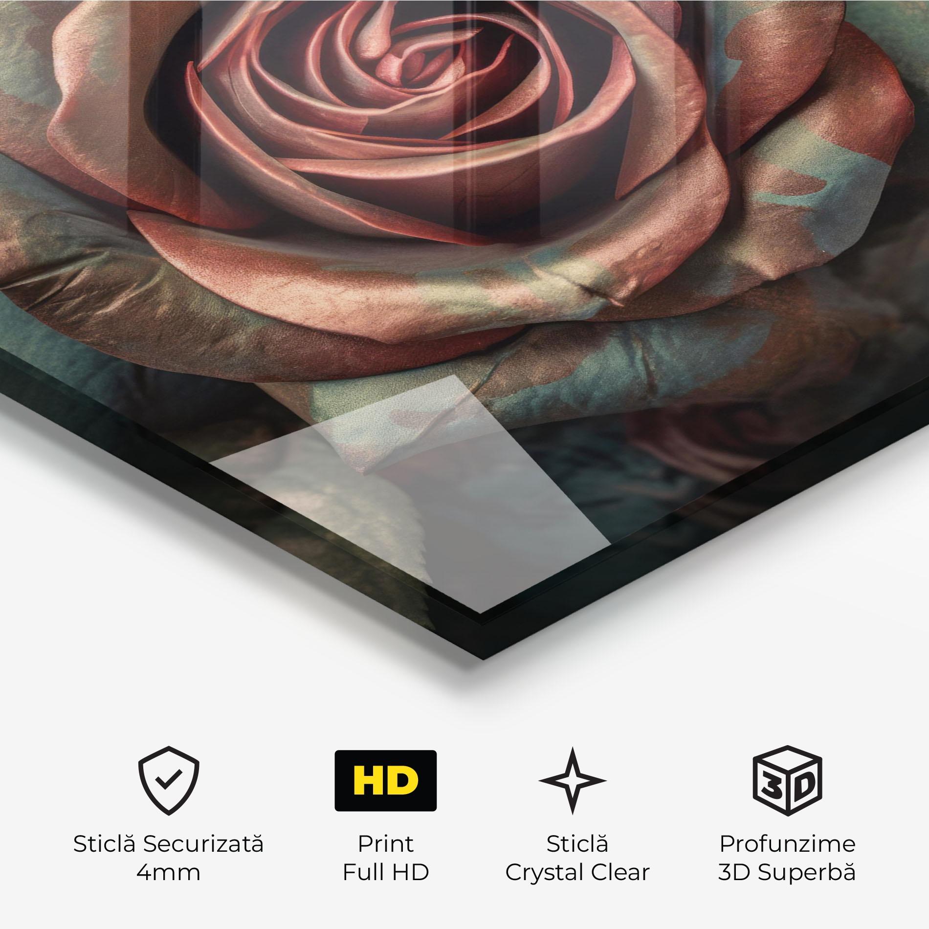 Tablou Sticla Exotic Blue Rose mockup 3