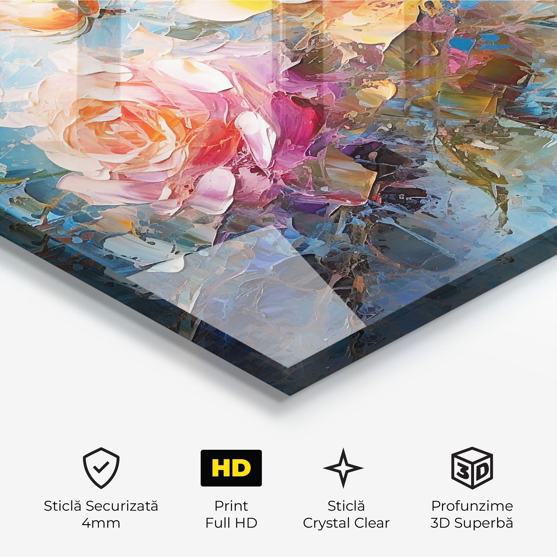 Tablou Sticla Light Orange Rose Painting mockup 3