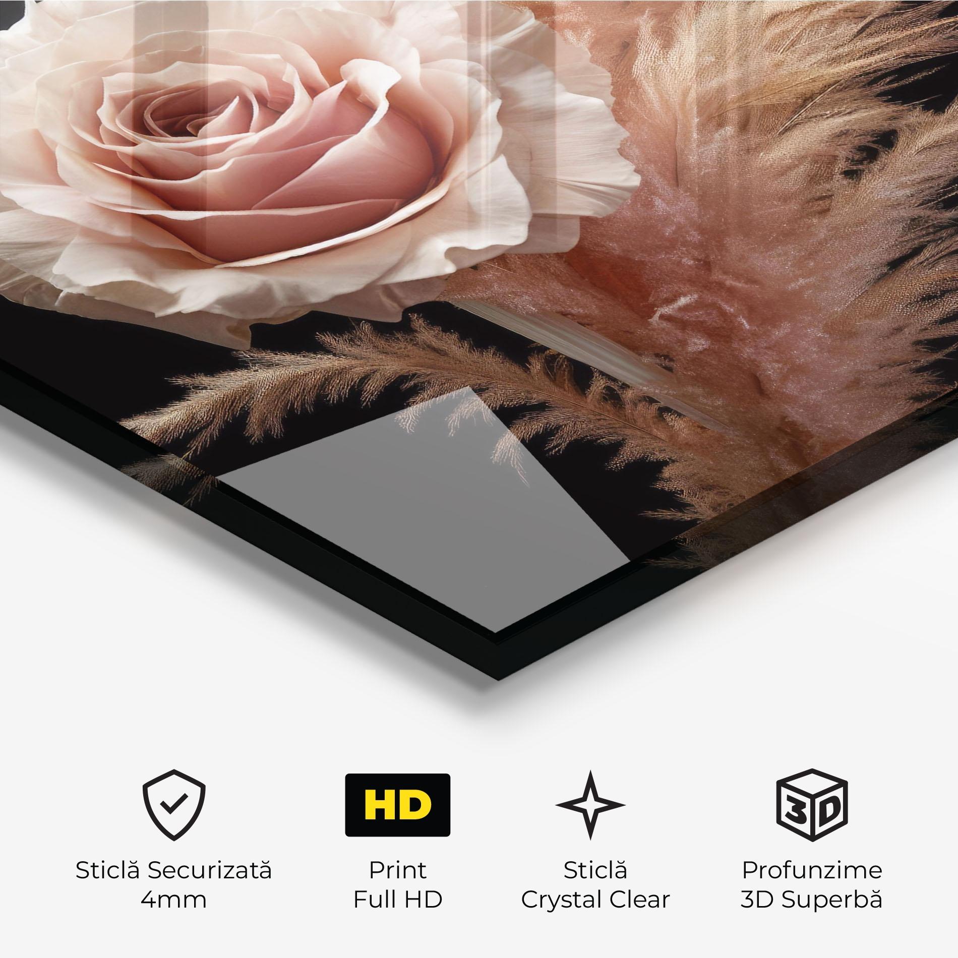 Tablou Sticla Light Pink Rose mockup 3