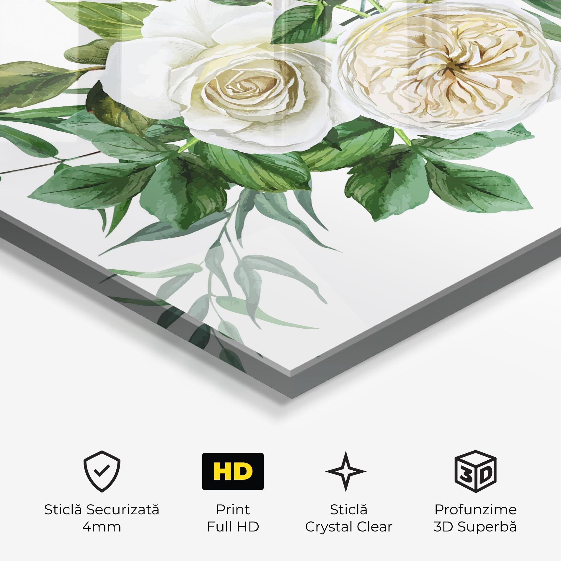 Tablou Sticla White Cream Rose mockup 3