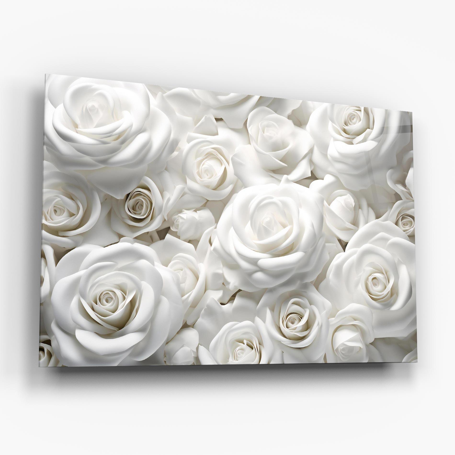 Tablou Sticla 3d White Roses mockup 6