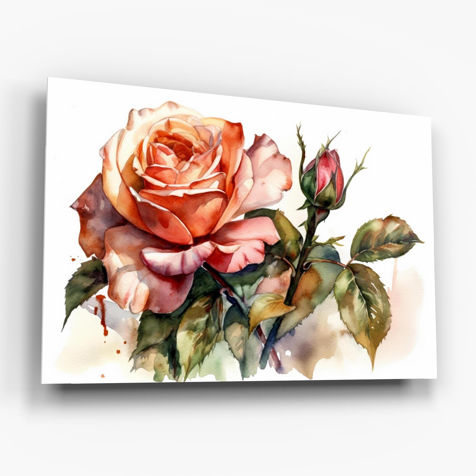 Tablou Sticla Big Rose Painted mockup 6