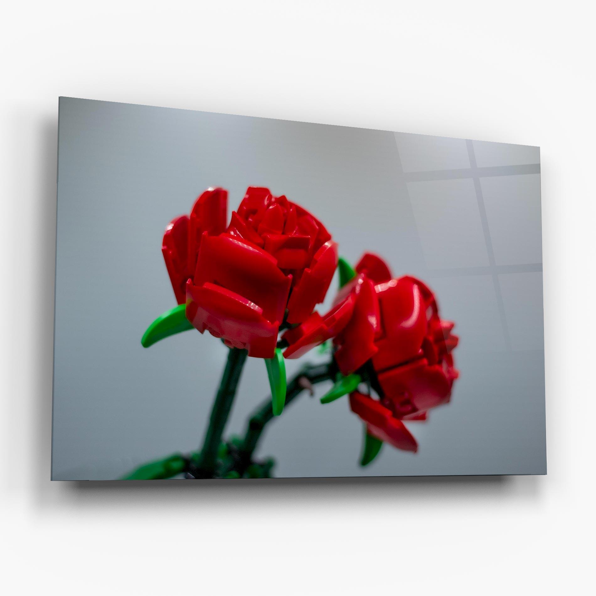 Tablou Sticla Lego Red Roses mockup 6
