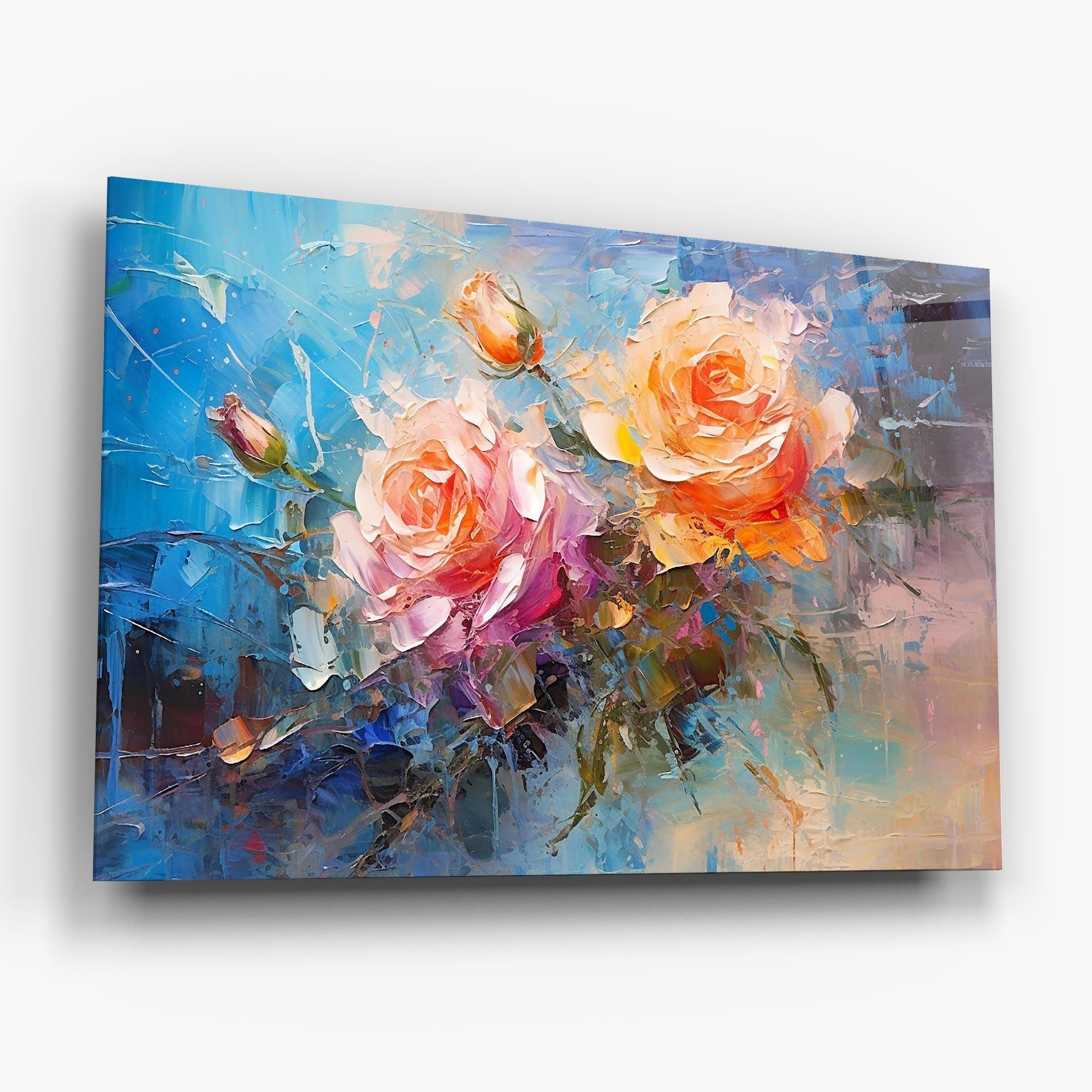 Tablou Sticla Light Orange Rose Painting mockup 6