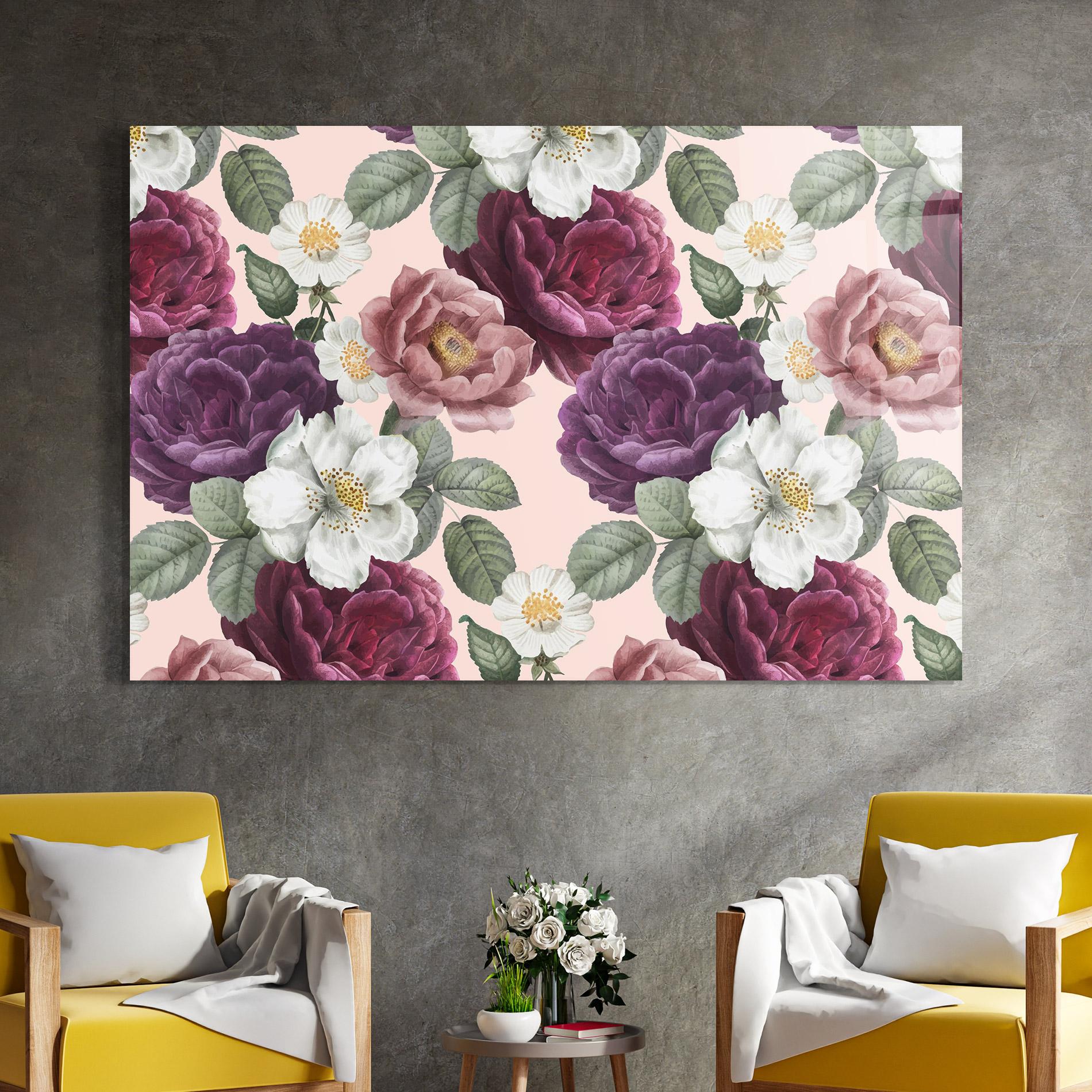 Tablou Sticla Amestec Flori mockup 4