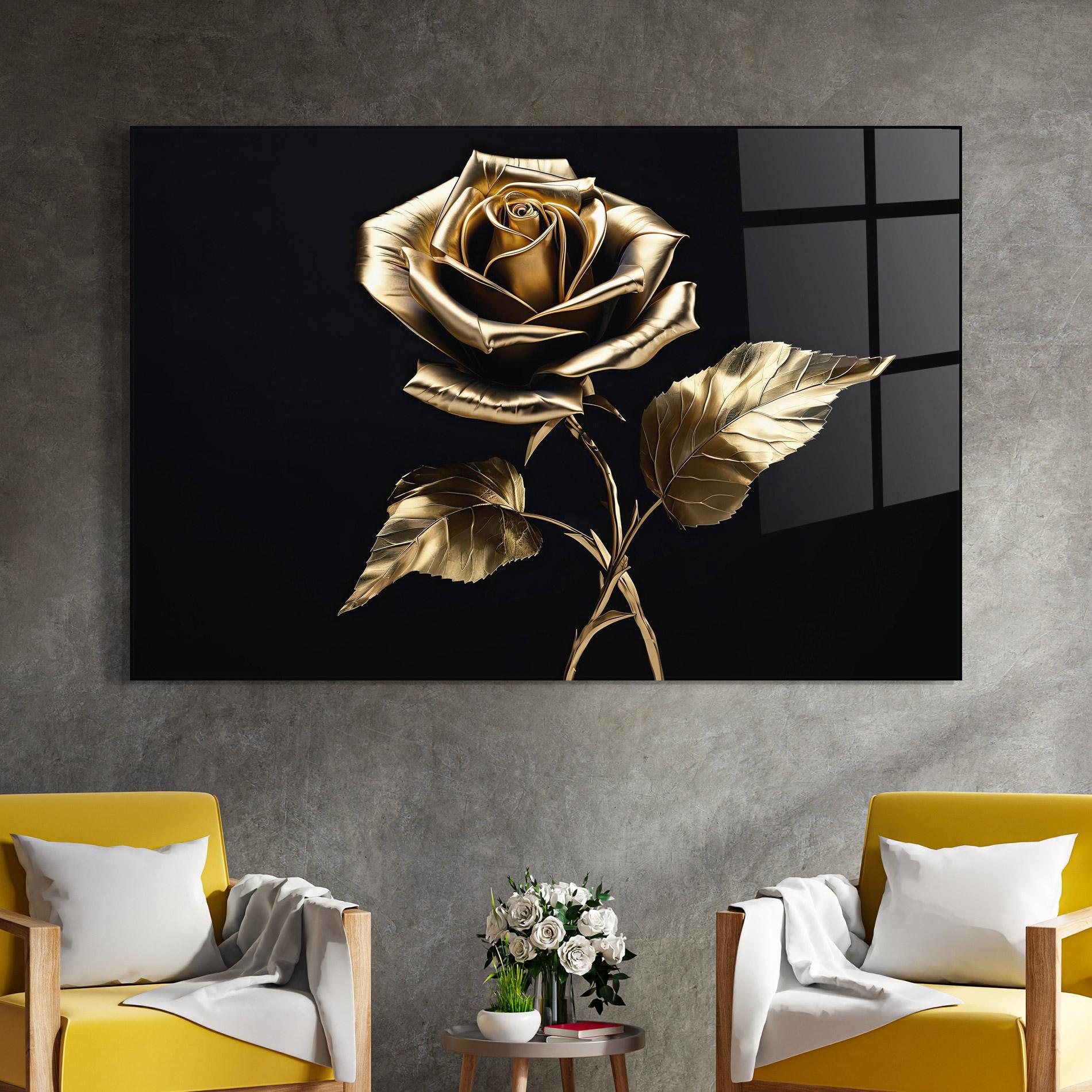 Tablou Sticla Beautiful Golden Rose mockup 4