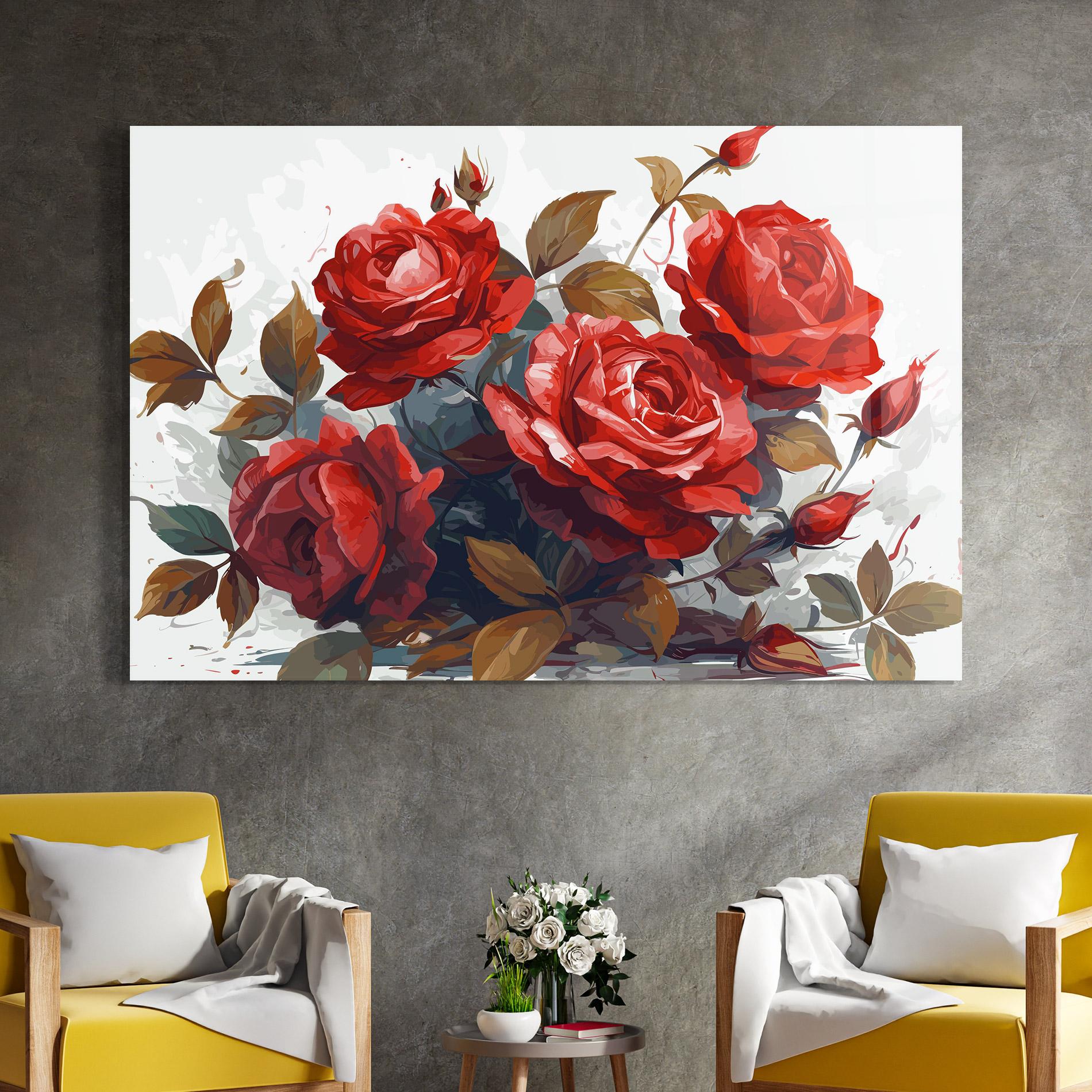 Tablou Sticla Beautiful Red Roses mockup 4