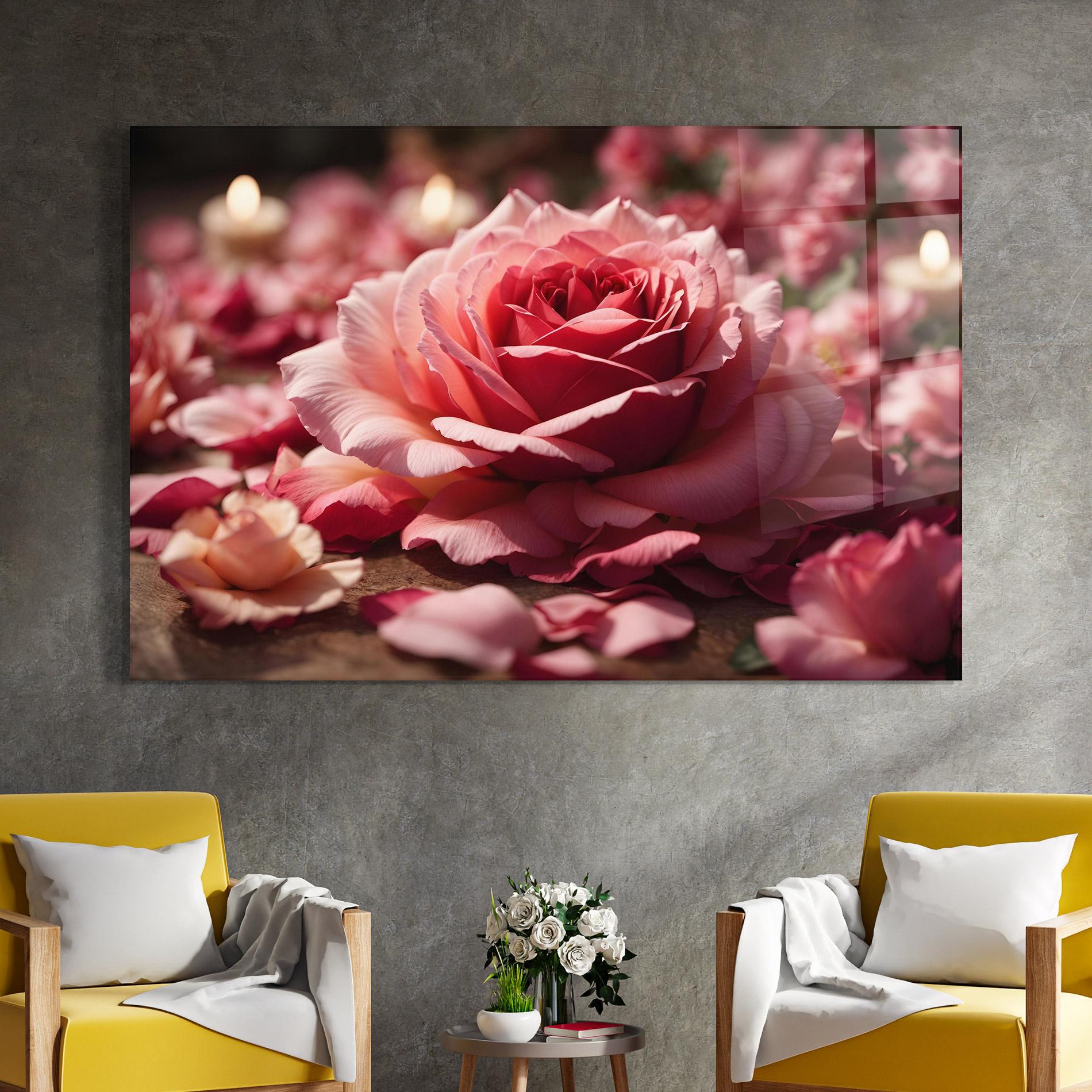 Tablou Sticla Big Pink Rose mockup 4