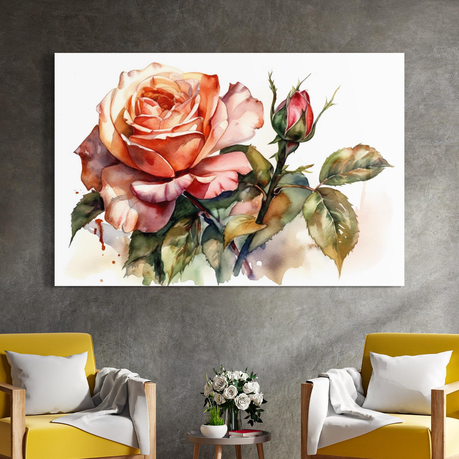 Tablou Sticla Big Rose Painted mockup 4