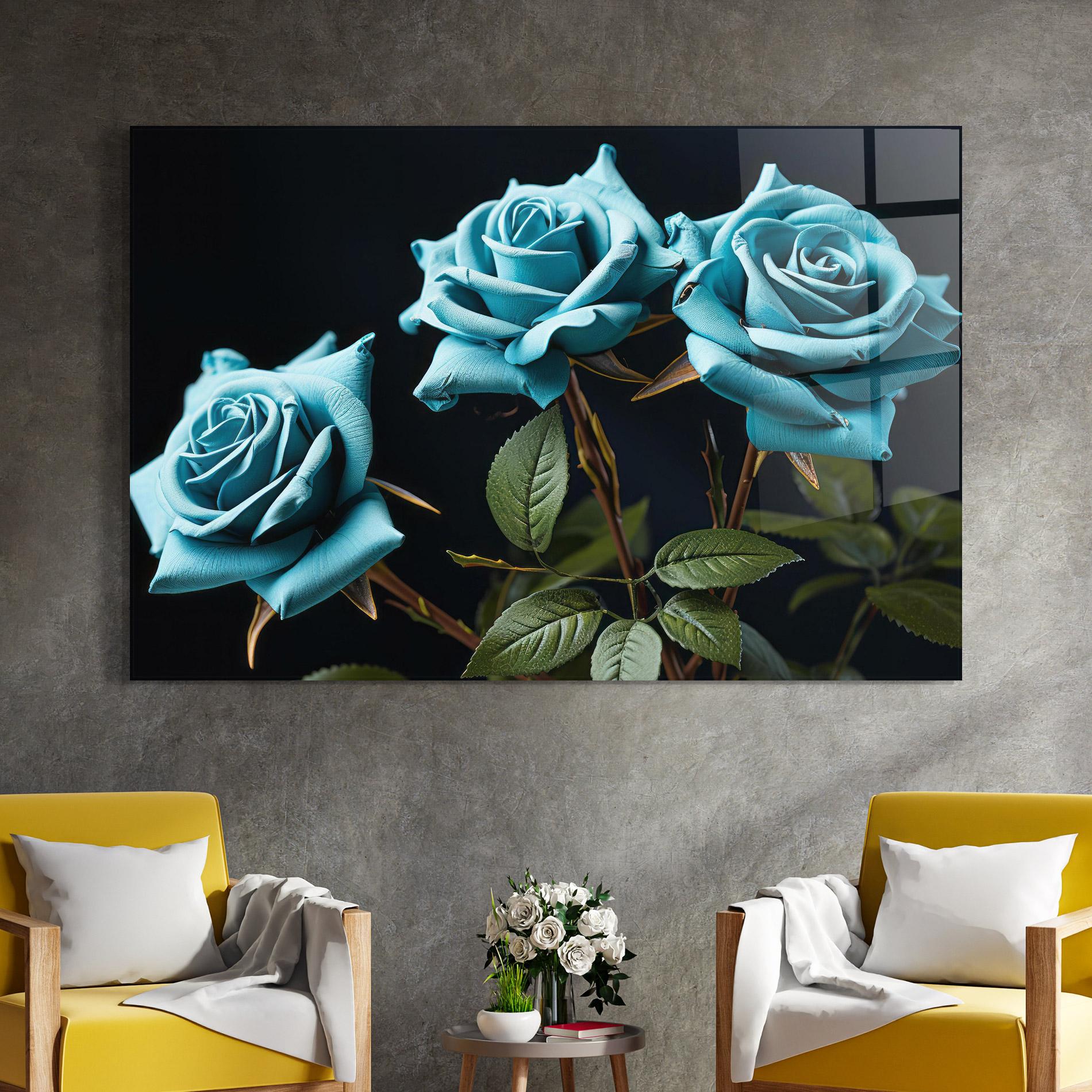 Tablou Sticla Blue Roses mockup 4