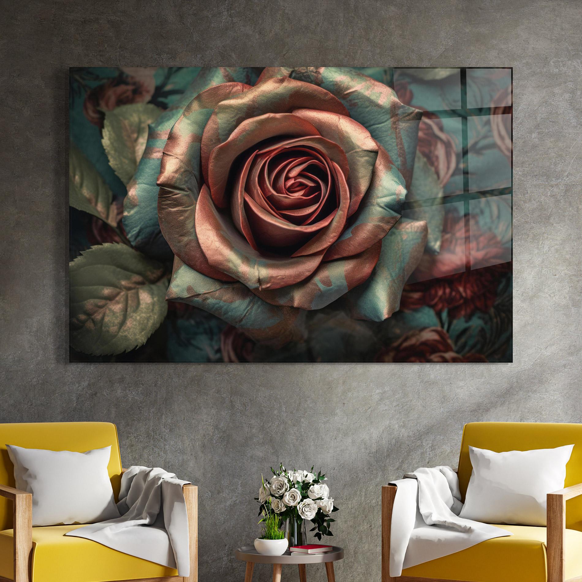 Tablou Sticla Exotic Blue Rose mockup 4