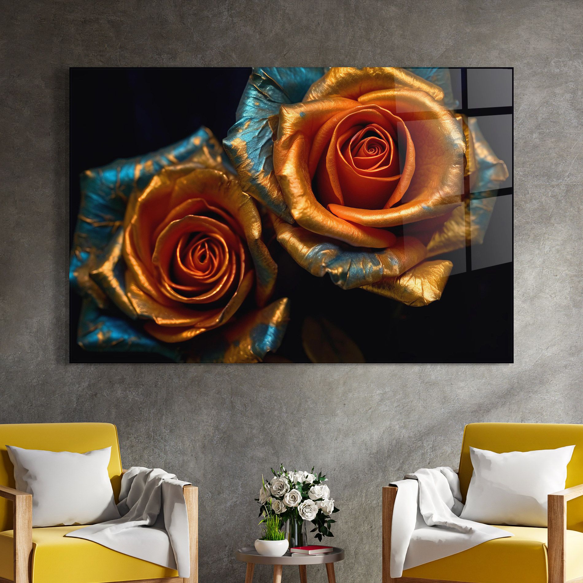 Golden Blue Roses mockup 4