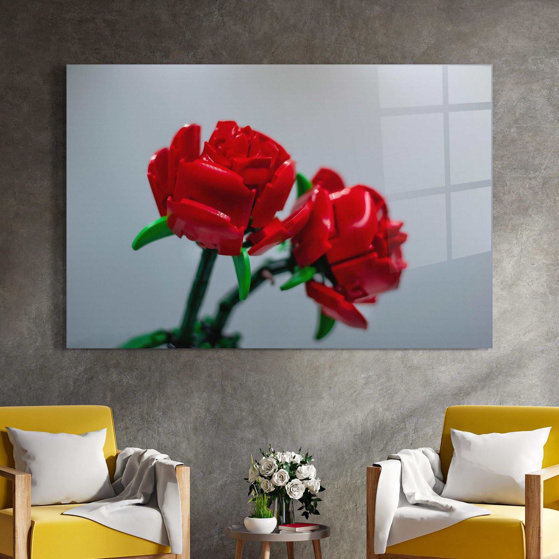 Tablou Sticla Lego Red Roses mockup 4