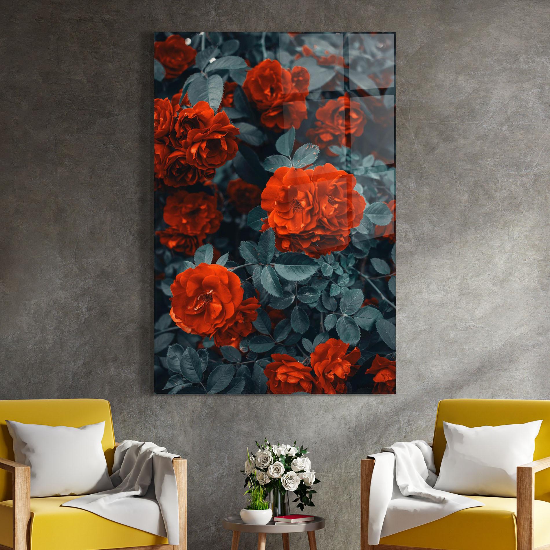 Tablou Sticla Bright Red Rose mockup 4